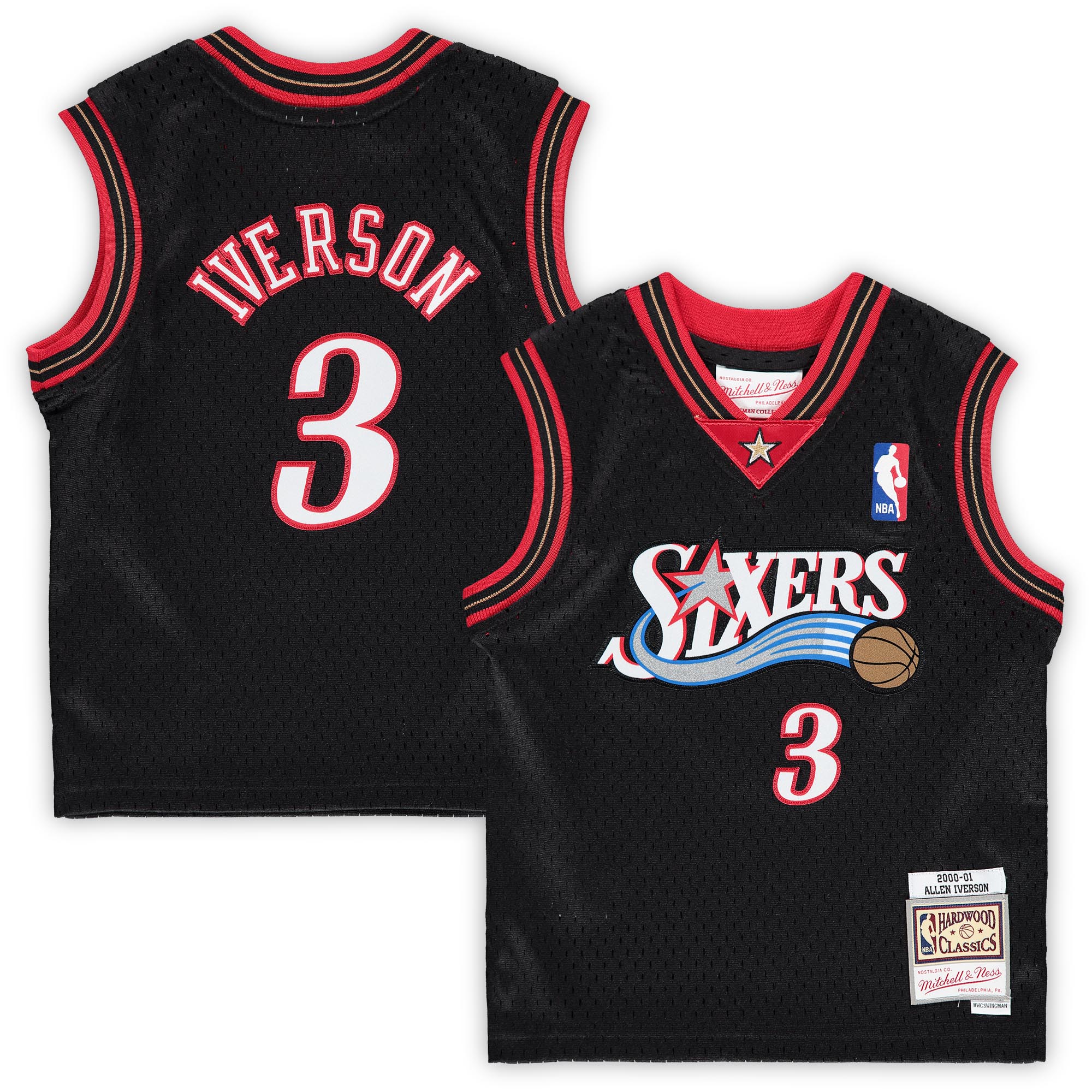 Allen Iverson Philadelphia 76ers Mitchell & Ness Infant 2000/01 Hardwood Classics Retired Player Basketball Jersey - Black