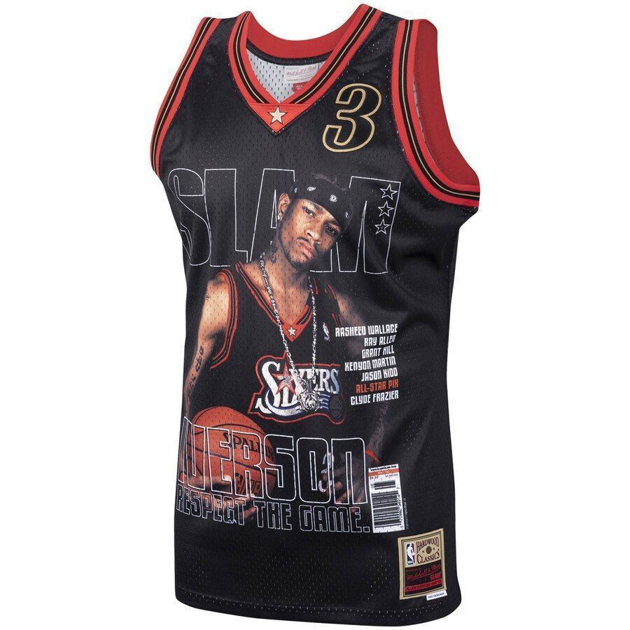 Alternative view of Allen Iverson Philadelphia 76ers Mitchell & Ness Slam Swingman Basketball Jersey - Black - JS334 
