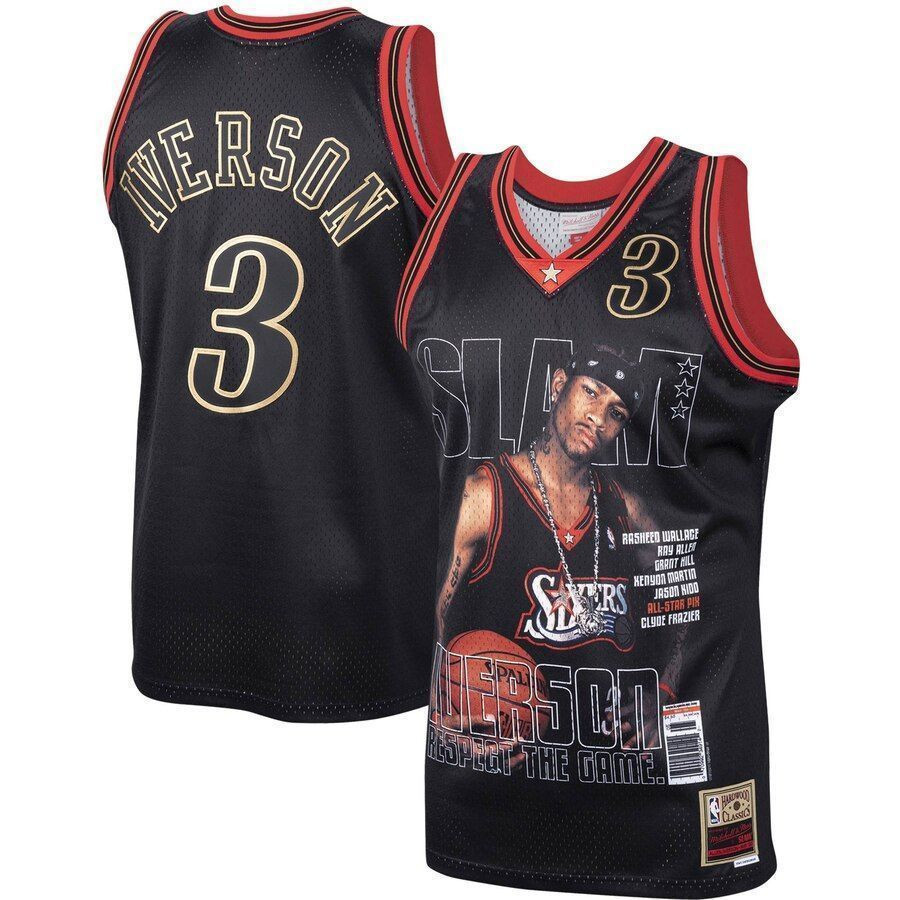 Allen Iverson Philadelphia 76ers Mitchell & Ness Slam Swingman Basketball Jersey - Black - JS334 