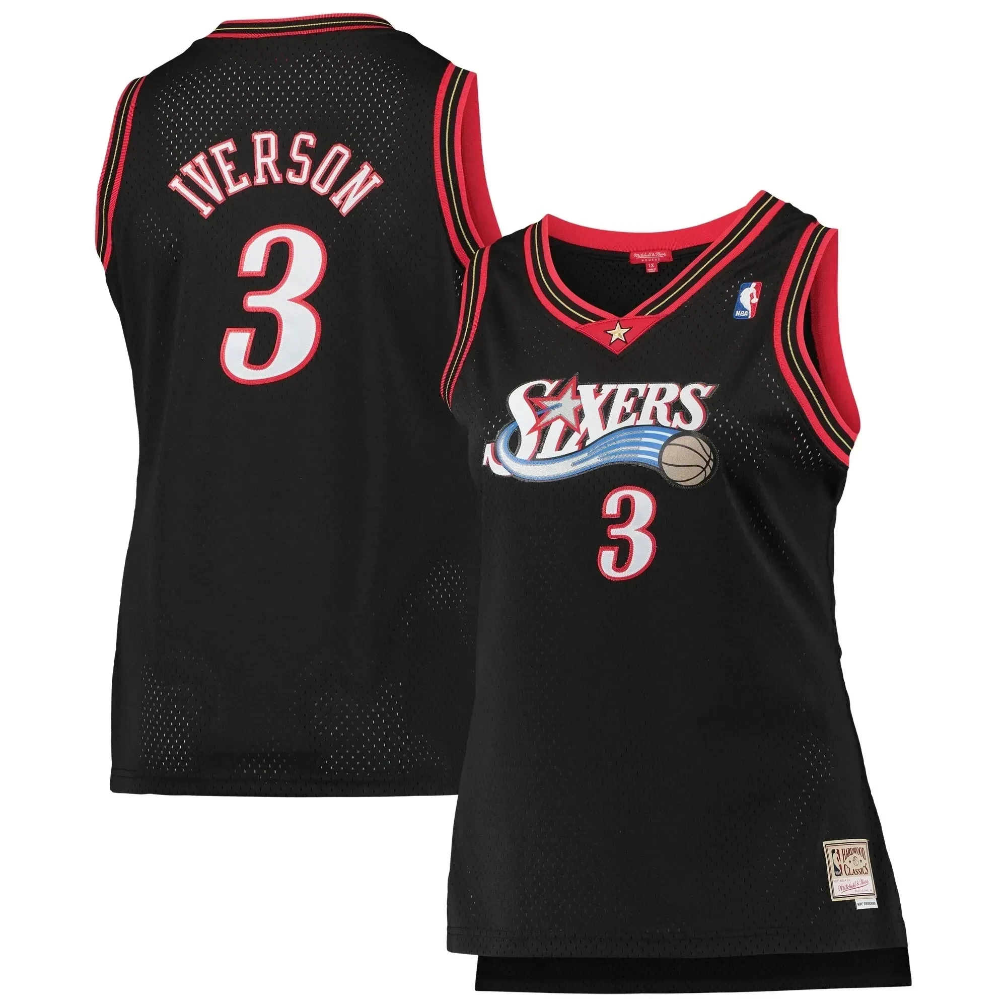 Allen Iverson Philadelphia 76ers Mitchell & Ness Women's Plus Size Swingman Basketball Jersey - Black - JS385 