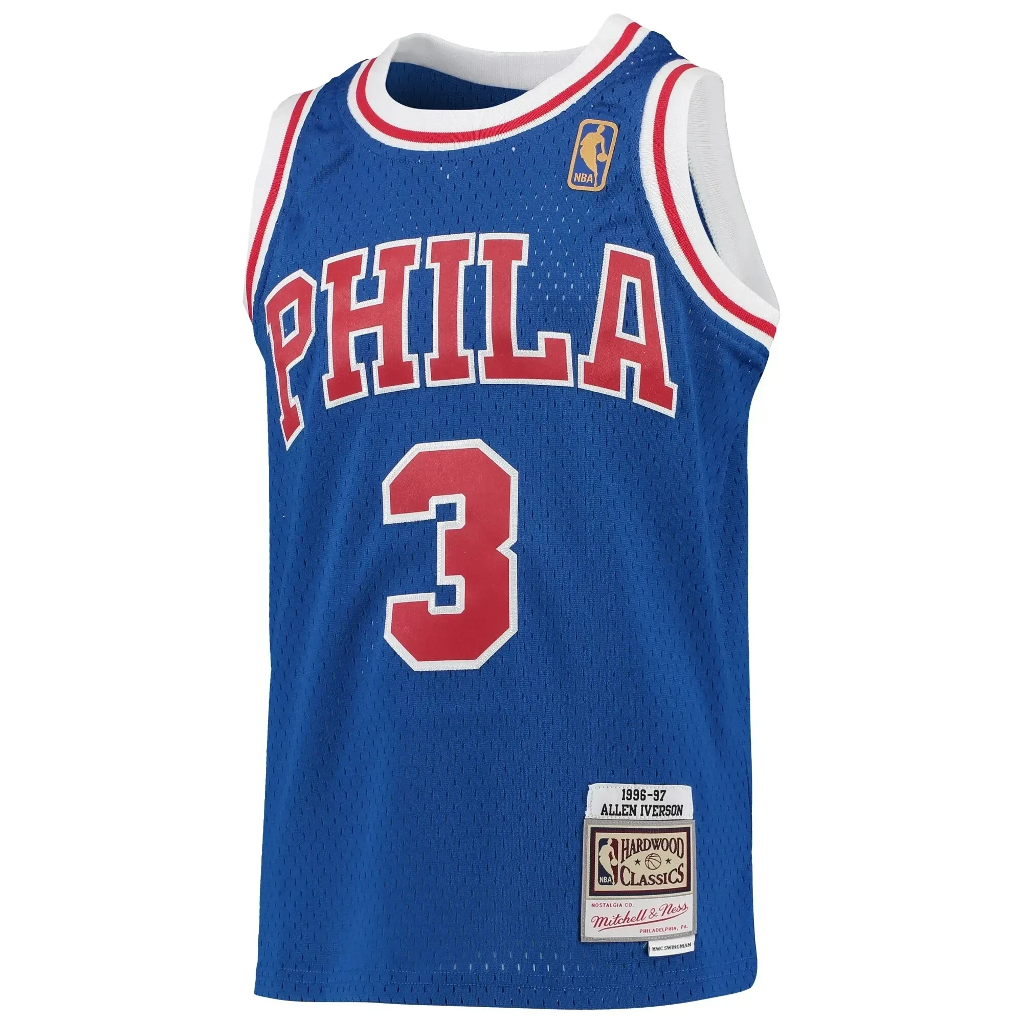 Allen Iverson Philadelphia 76ers Mitchell & Ness Youth 1996-97 Hardwood Classics Swingman Throwback Basketball Jersey - Royal - JS691 