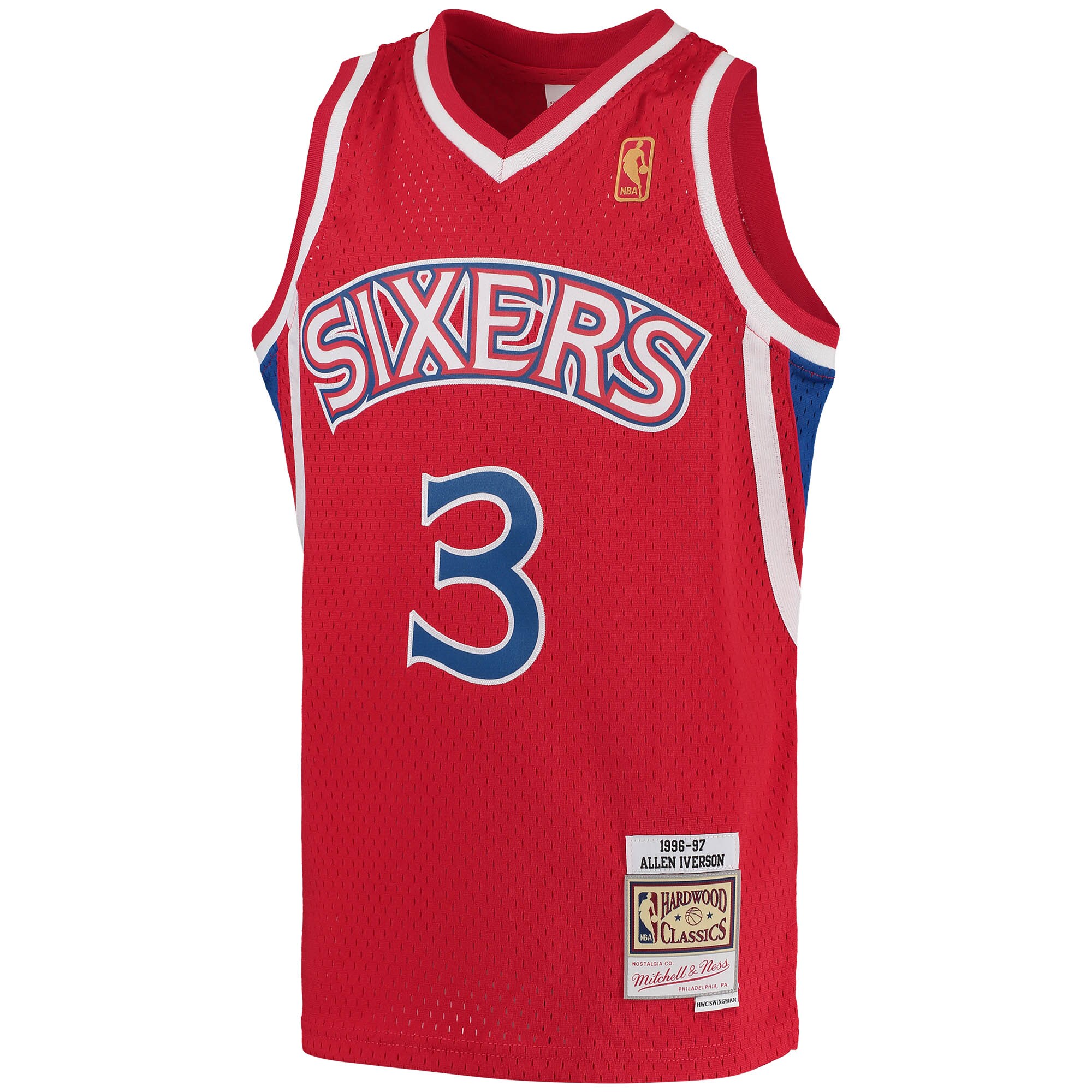 Alternative view of Allen Iverson Philadelphia 76ers Mitchell & Ness Youth 1996/97 Hardwood Classics Swingman Throwback Basketball Jersey - Red