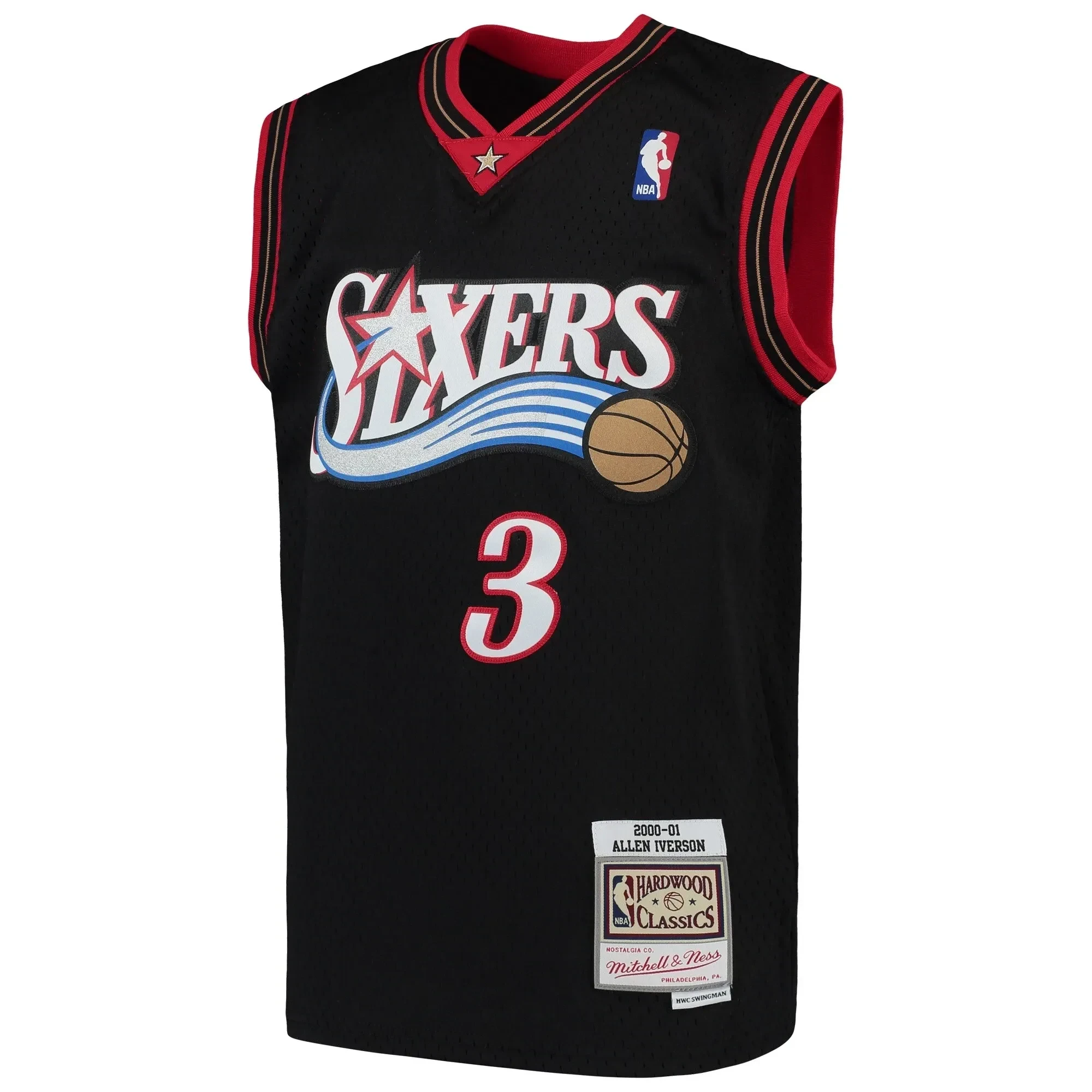 Alternative view of Allen Iverson Philadelphia 76ers Mitchell & Ness Youth Hardwood Classics Swingman Throwback Basketball Jersey - Royal - JS279 