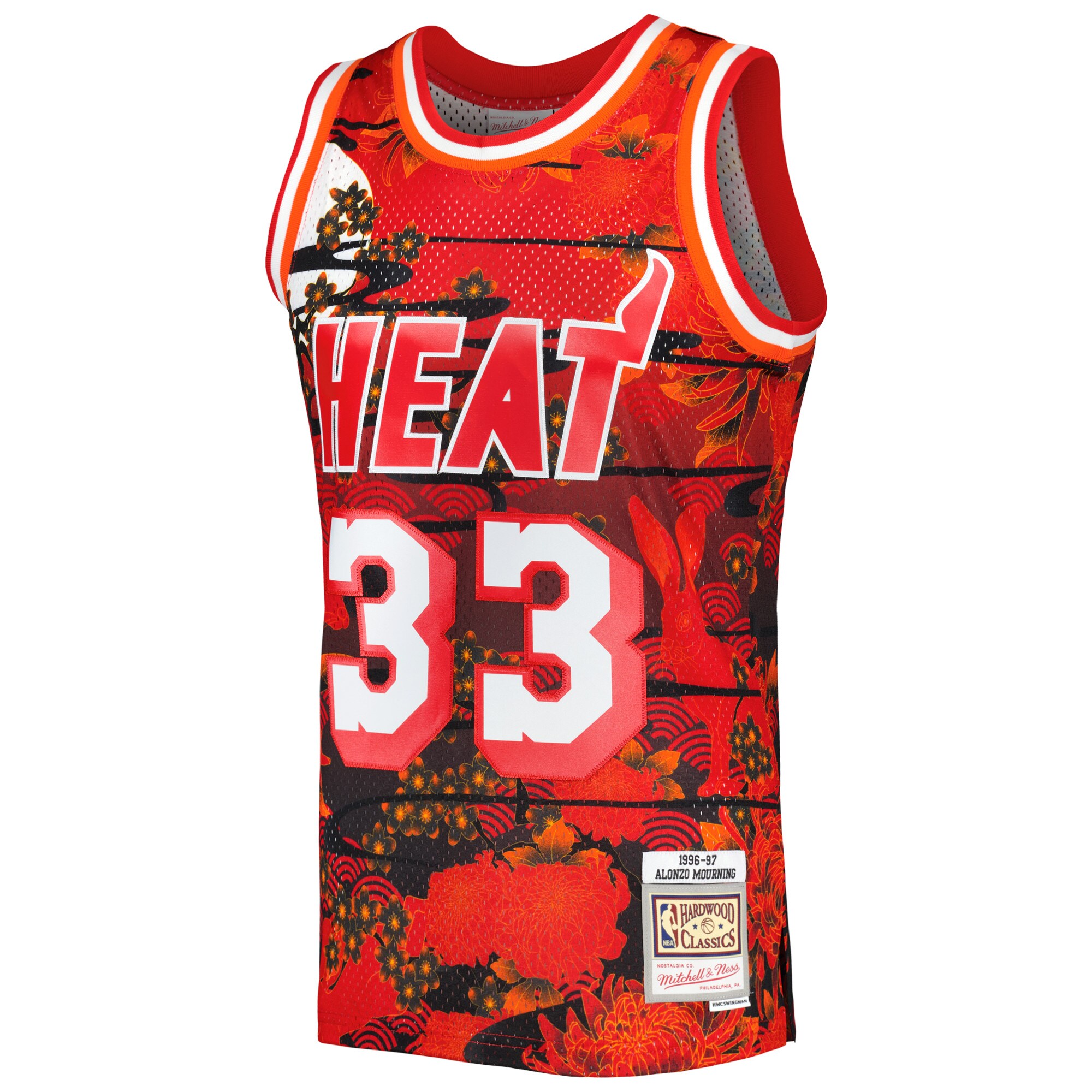 Alternative view of Alonzo Mourning Miami Heat Mitchell & Ness 1996/97 Hardwood Classics Lunar New Year Swingman Basketball Jersey - Red