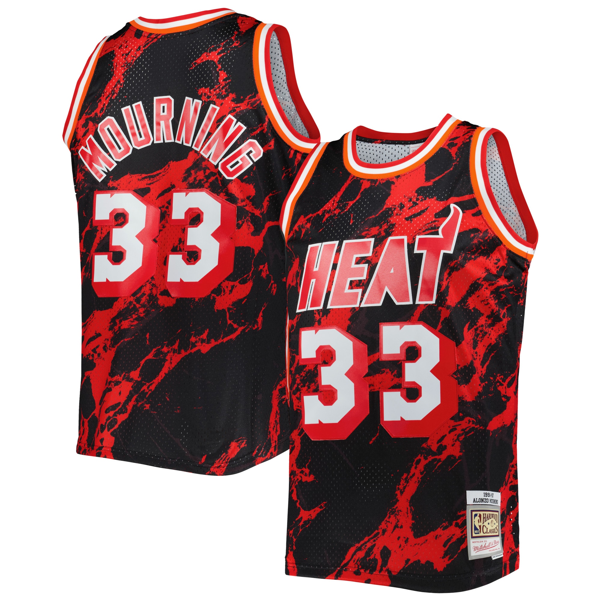 Alonzo Mourning Miami Heat Mitchell & Ness 1996/97 Hardwood Classics Marble Swingman Basketball Jersey - Black