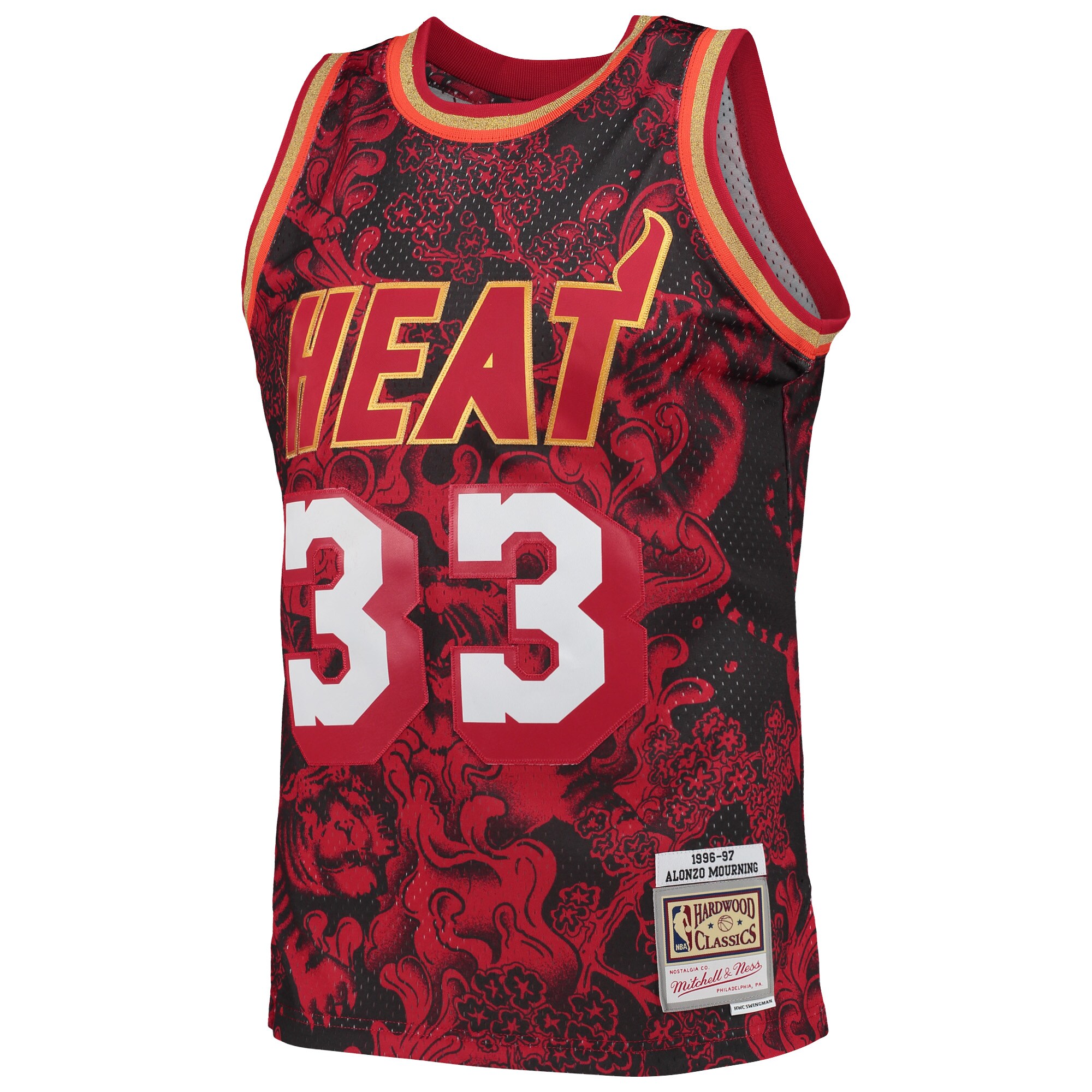 Alternative view of Alonzo Mourning Miami Heat Mitchell & Ness Hardwood Classics 1996/97 Lunar New Year Swingman Basketball Jersey - Red