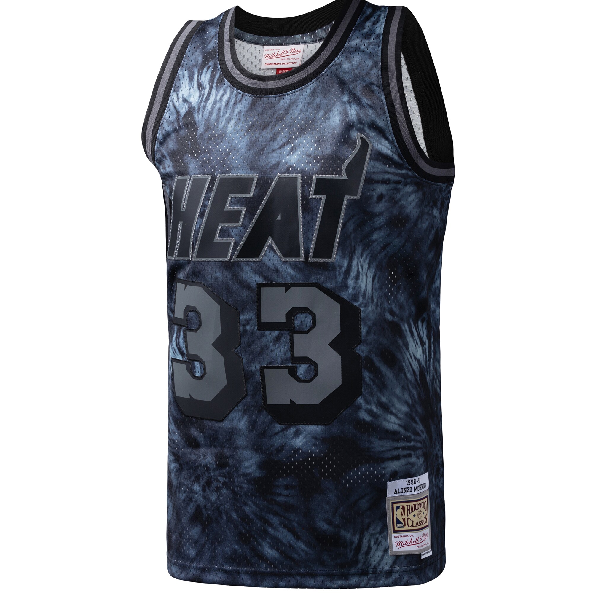 Alternative view of Alonzo Mourning Miami Heat Mitchell & Ness Hardwood Classics 1996/97 Tie-dye Swingman Basketball Jersey - Black