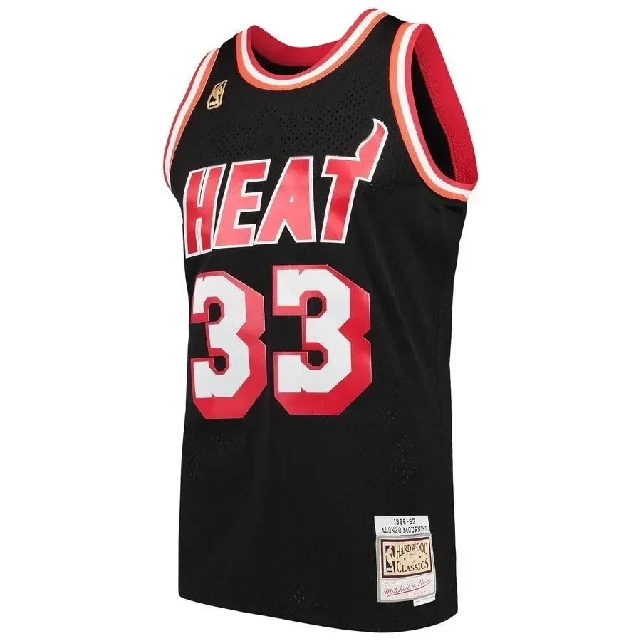 Alternative view of Alonzo Mourning Miami Heat Mitchell & Ness 1996-97 Hardwood Classics Swingman Player Basketball Jersey - Black - JS483 
