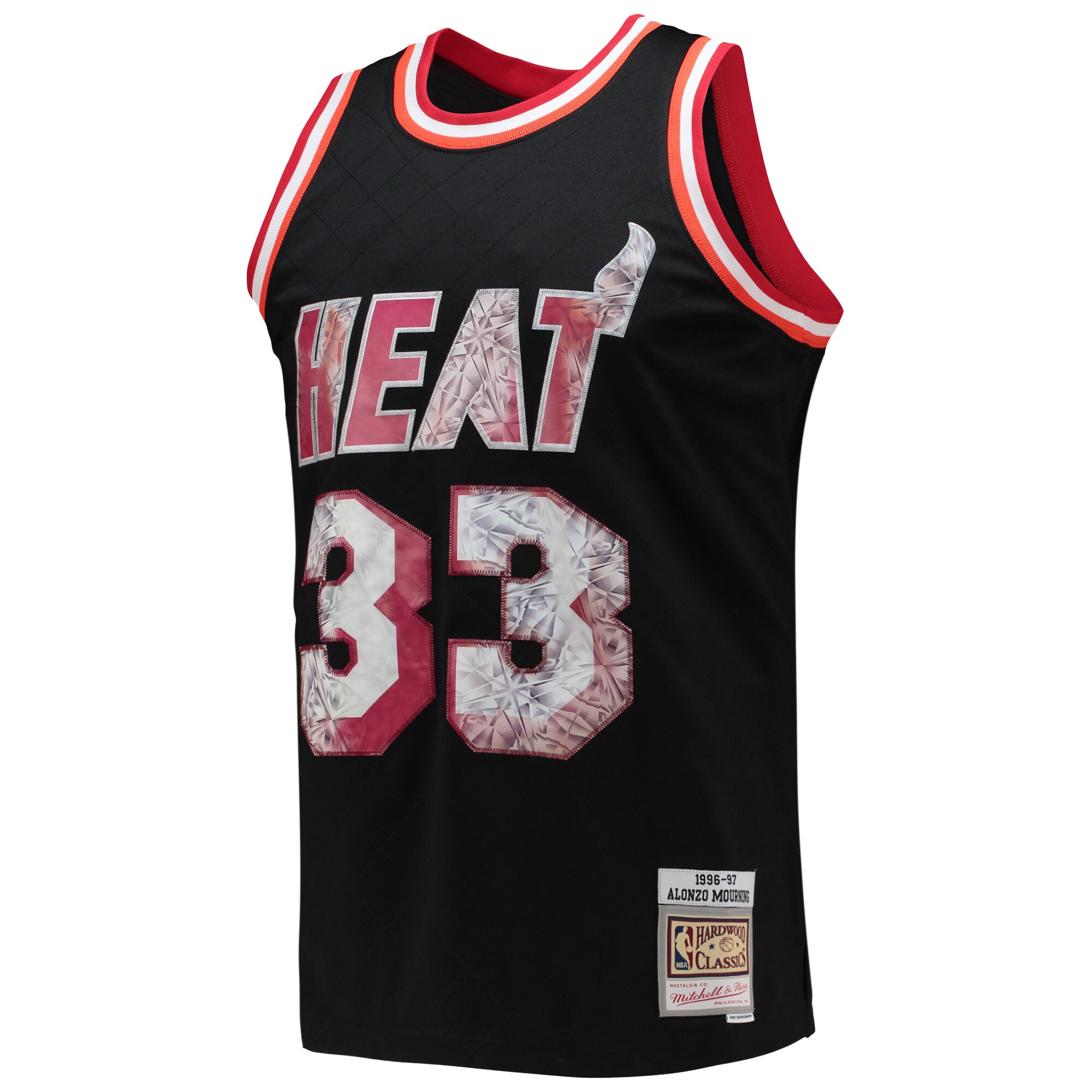 Alternative view of Alonzo Mourning Miami Heat Mitchell & Ness 1996/97 Hardwood Classics Nba 75th Anniversary Diamond Swingman Jersey - Black