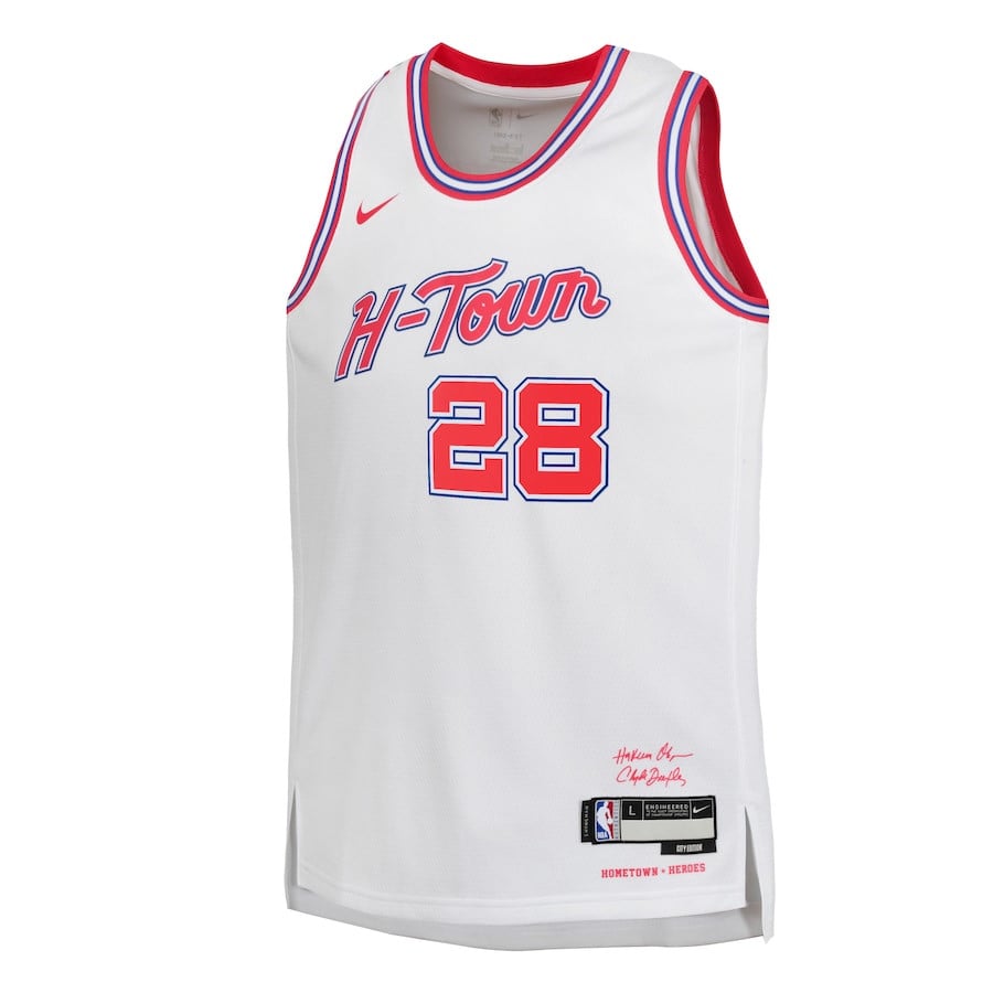 Alternative view of Alperen Sengun 28 Houston Rockets 2023/24 City Edition Swingman YOUTH Basketball Jersey - White - JS855 