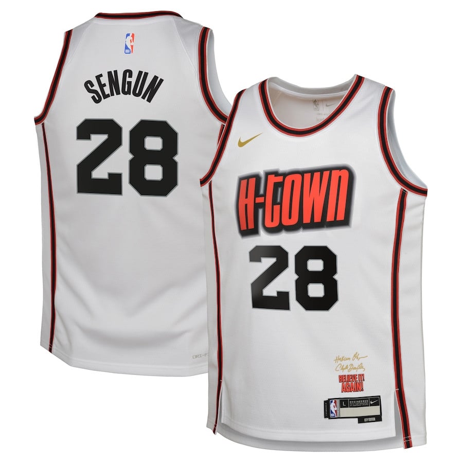 Alperen Sengun 28 Houston Rockets 2024/25 Swingman Player YOUTH Basketball Jersey - City Edition - White - JS497 