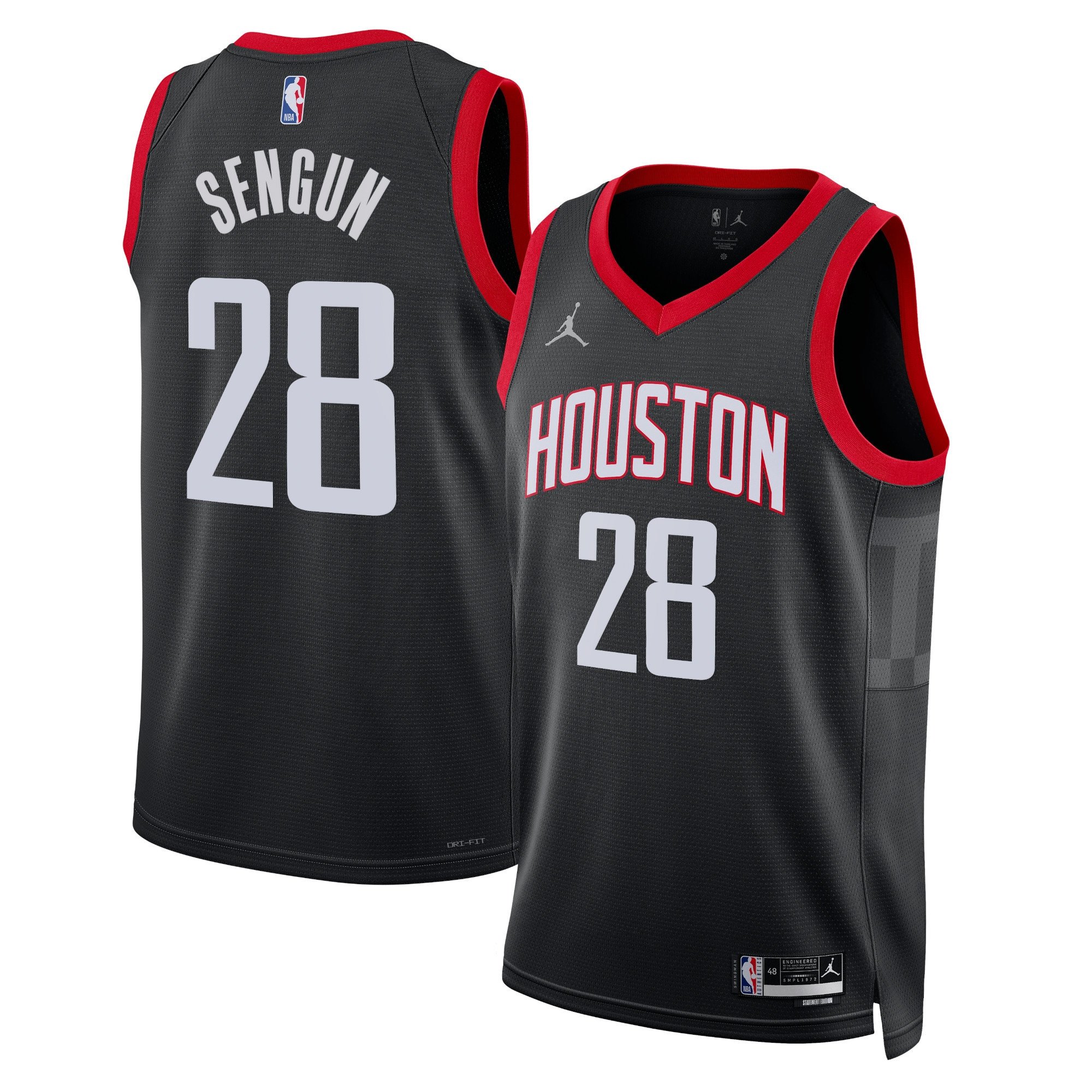 Alperen Sengun 28 Houston Rockets Unisex 2024/25 Swingman Player Basketball Jersey - Statement Edition - Black - JS202 