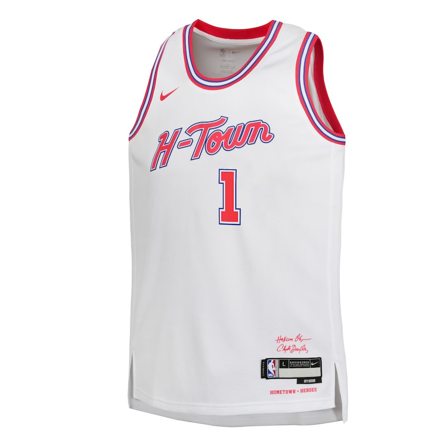 Alternative view of Amen Thompson 1 Houston Rockets 2023/24 City Edition Swingman YOUTH Jersey - White - JS734 