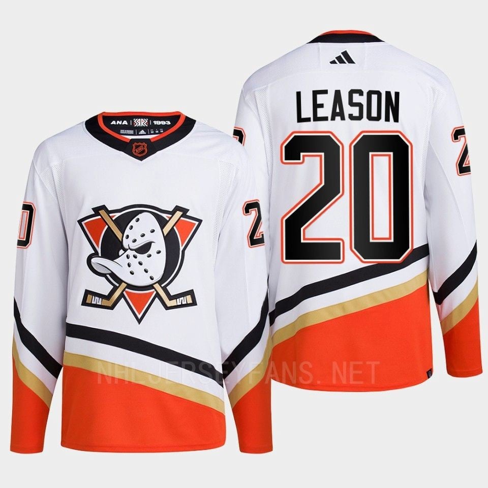 Anaheim Ducks 2022 Reverse Retro 2.0 Brett Leason 20 White Primegreen Hockey Jersey Men's - JS829 
