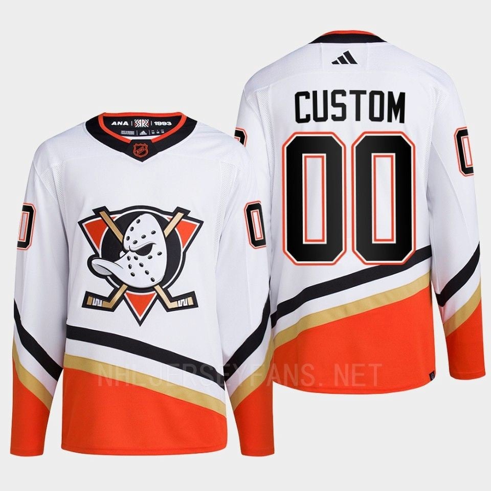 Anaheim Ducks 2022 Reverse Retro 2.0 Custom 00 White Primegreen Jersey Men's - JS691 