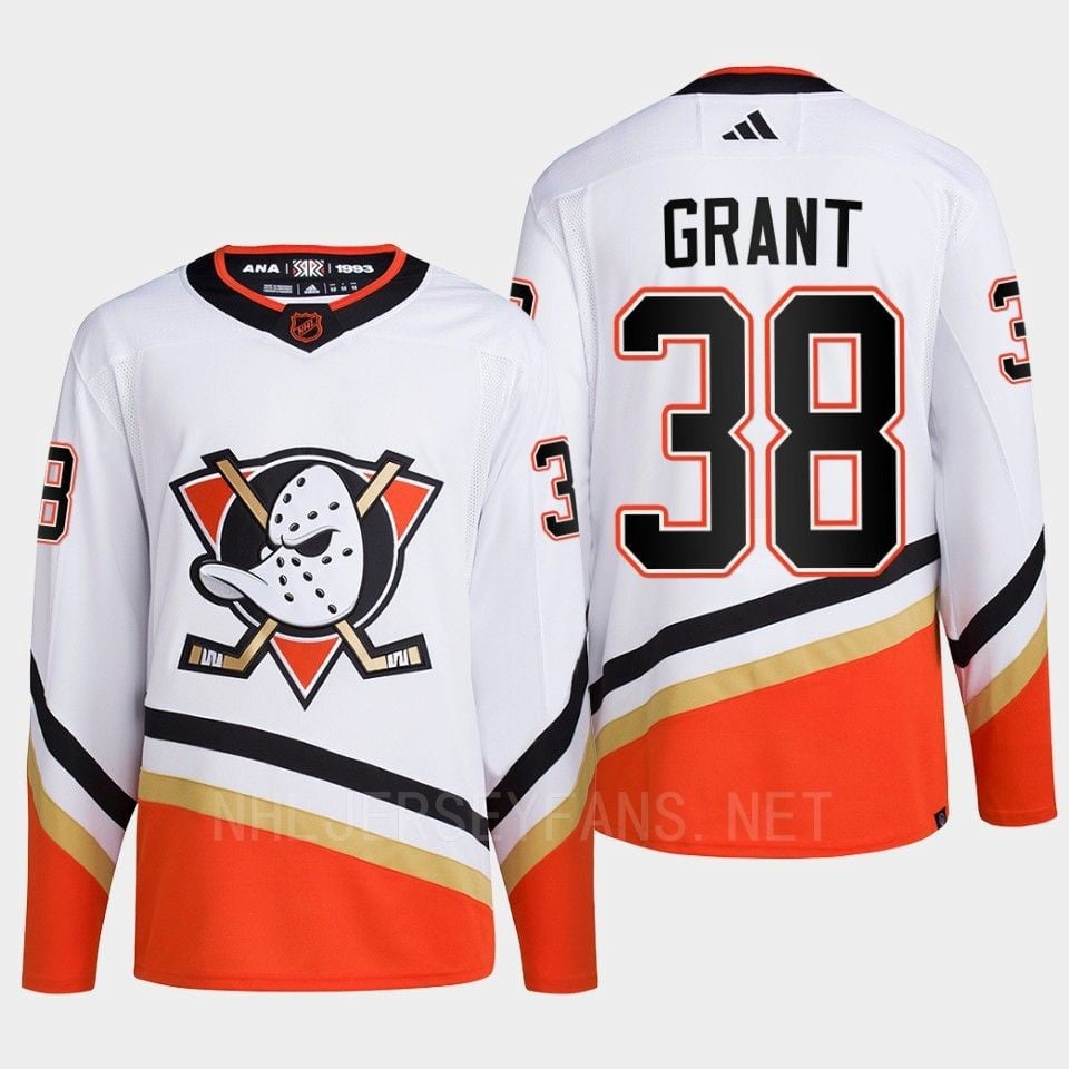 Anaheim Ducks 2022 Reverse Retro 2.0 Derek Grant 38 White Primegreen Hockey Jersey Men's - JS248 