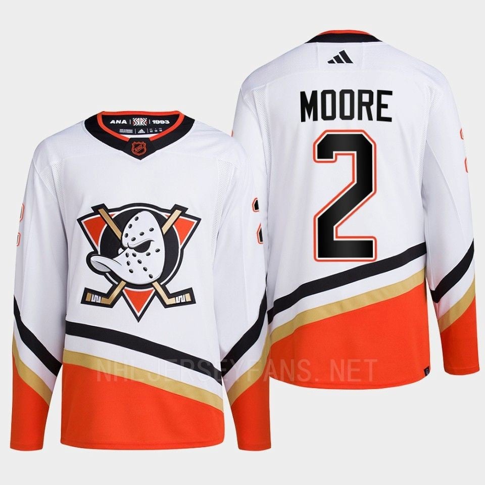 Anaheim Ducks 2022 Reverse Retro 2.0 John Moore 2 White Primegreen Hockey Jersey Men's - JS397 