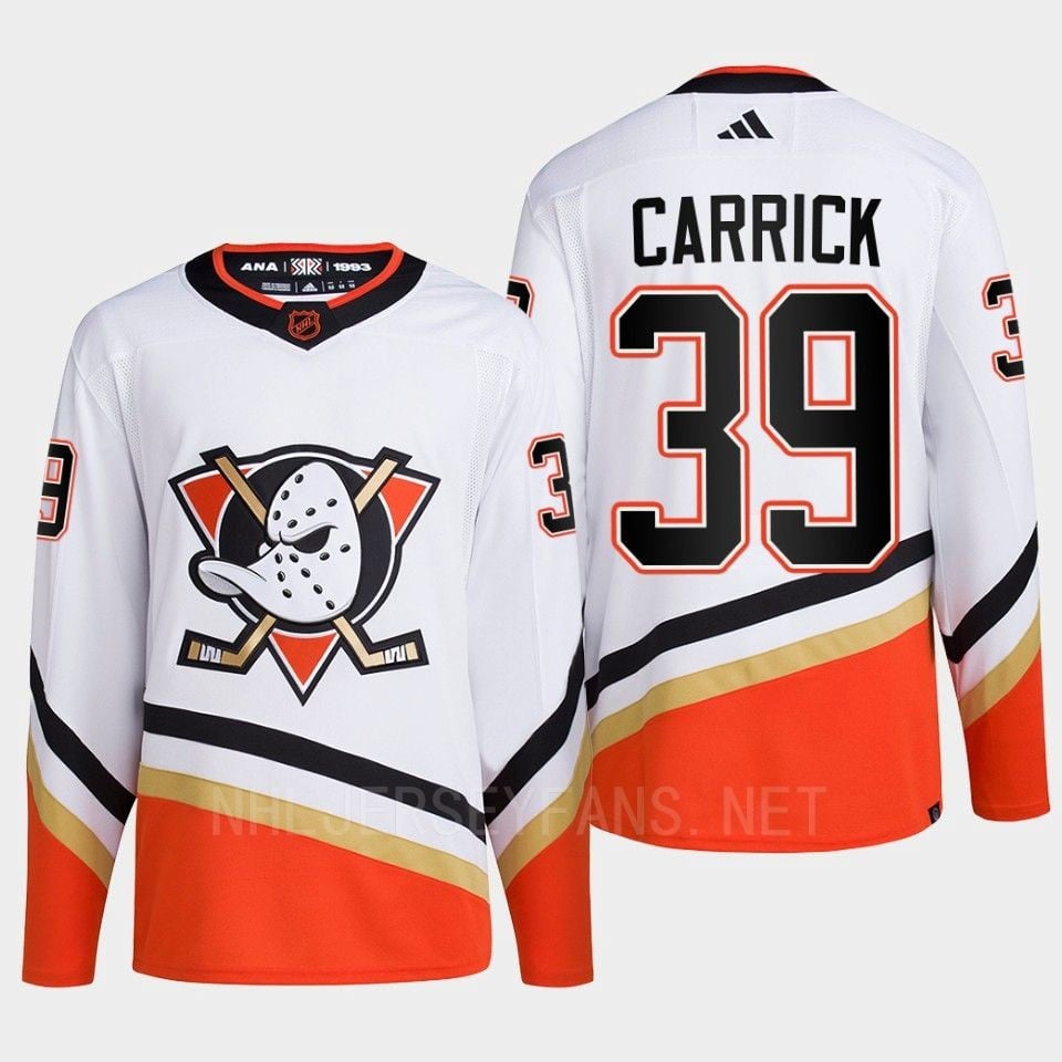 Anaheim Ducks 2022 Reverse Retro 2.0 Sam Carrick 39 White Primegreen Hockey Jersey Men's - JS120 