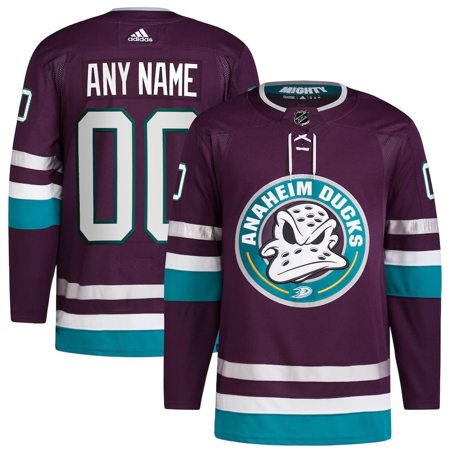 Anaheim Ducks Alternate 30th Anniversary Primegreen Custom Men Hockey Jersey - Purple - JS840 