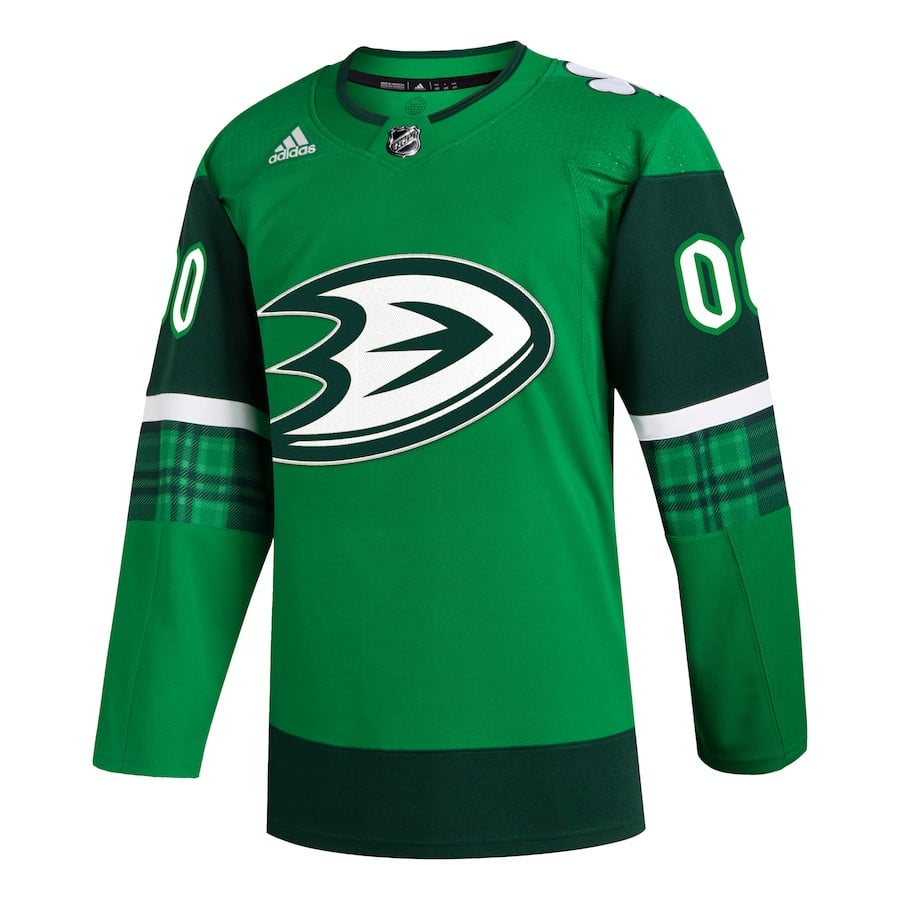 Alternative view of Anaheim Ducks St. Patrick's Day Custom Men Hockey Jersey - Kelly Green - JS263 