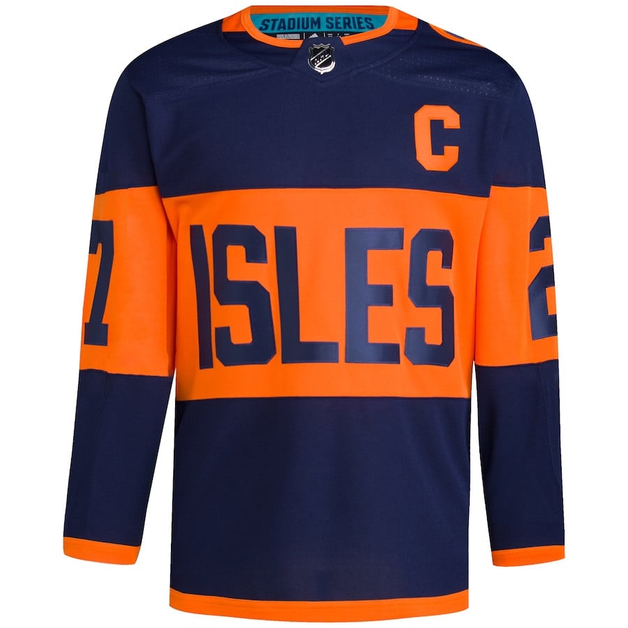 Alternative view of Anders Lee 27 New York Islanders 2024 Stadium Series Primegreen Men Hockey Jersey - Navy - JS924 