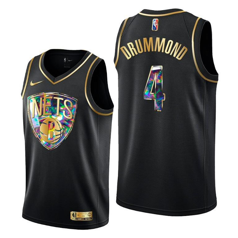 Andre Drummond 4 Brooklyn Nets Diamond Logo Black Jersey - Men Jersey - JS465 