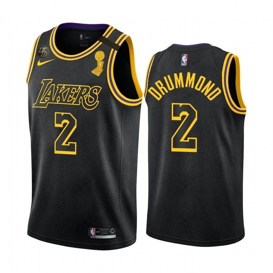 Andre Drummond Los Angeles Lakers 2 Black Manmba Inspired City Basketball Jersey Champs Patch - JS322 