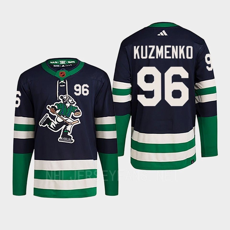Andrei Kuzmenko 96 Reverse Retro 2.0 2022 Vancouver Canucks Navy Hockey Jersey Primegreen - JS948 