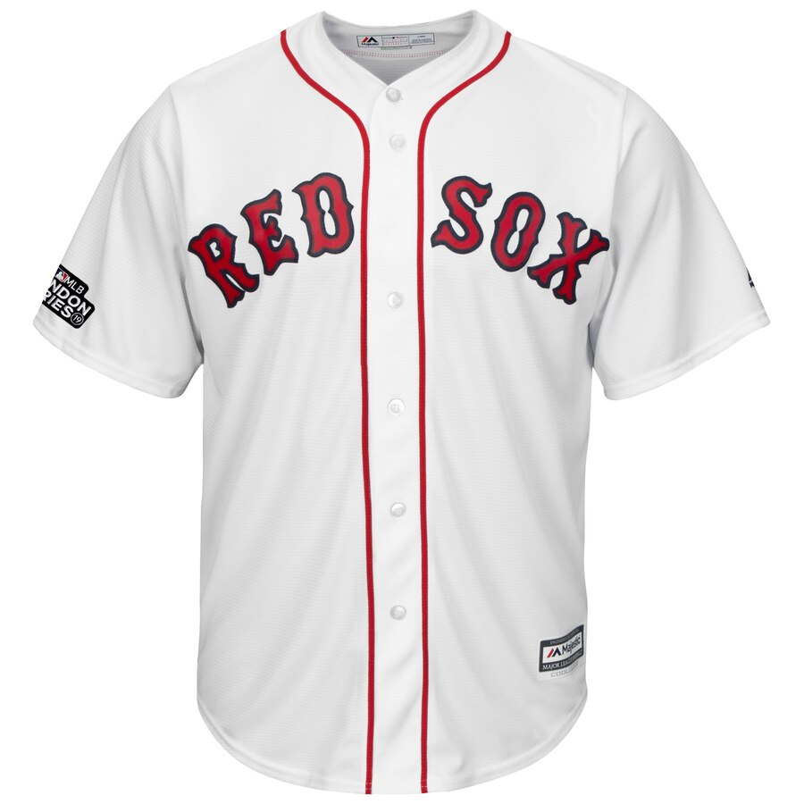 Alternative view of Andrew Benintendi Boston Red Sox Majestic 2019 London Series Cool Base Player Baseball Jersey – White