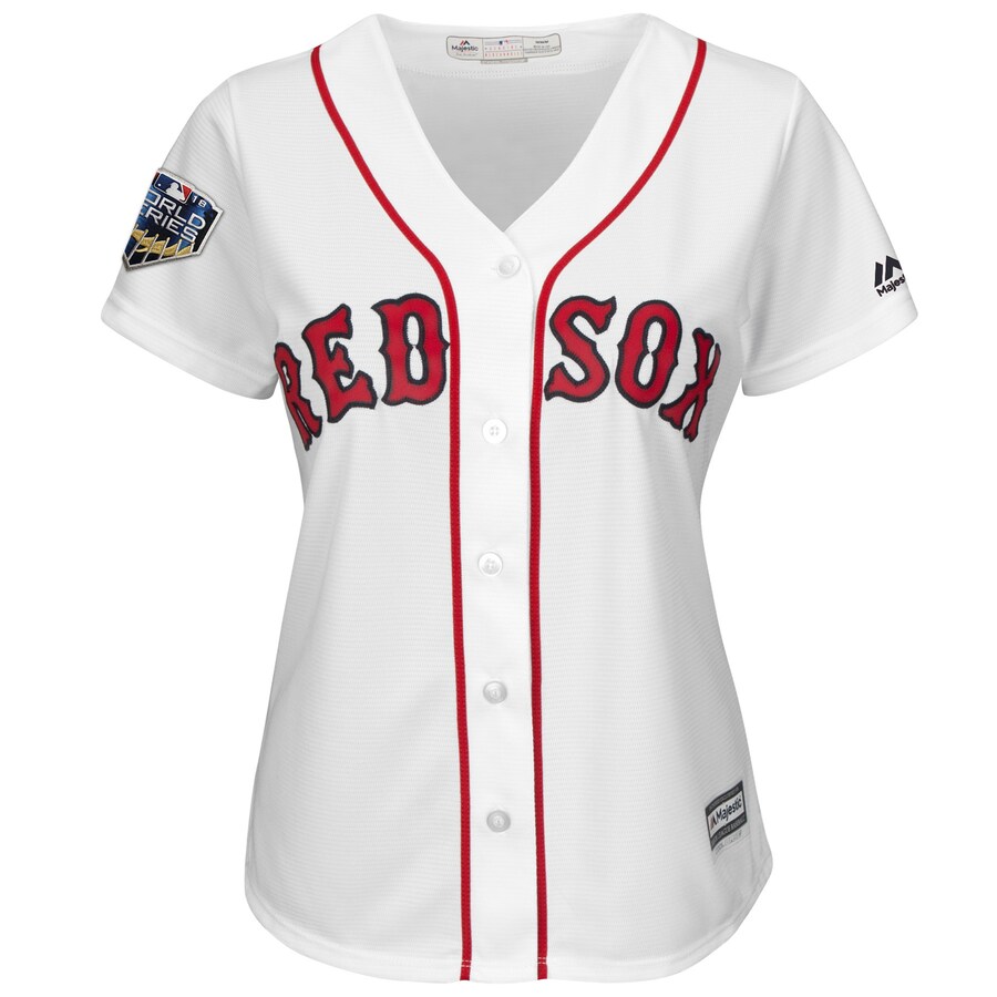 Alternative view of Andrew Benintendi Boston Red Sox Majestic Women's 2018 World Series Cool Base Player Jersey - White