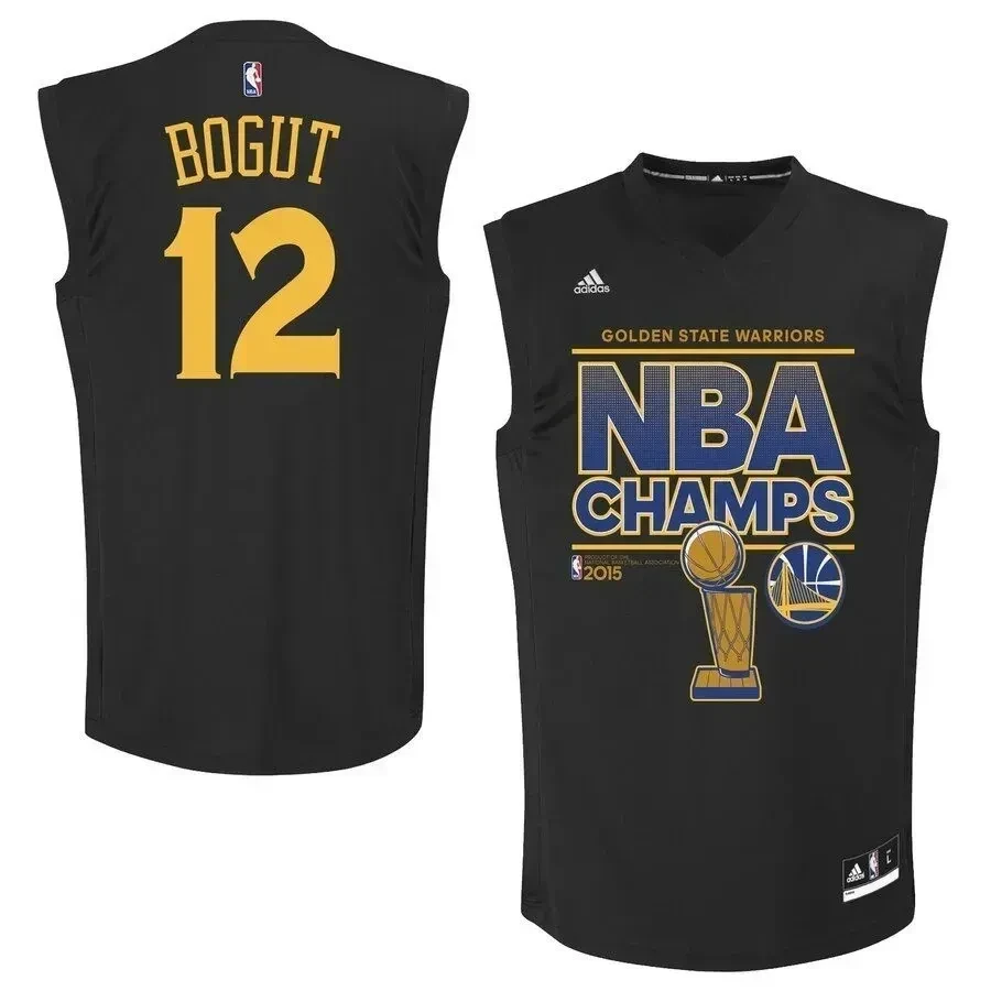 Andrew Bogut Golden State Warriors 2015 Finals Champions Basketball Jersey - Black - JS926 