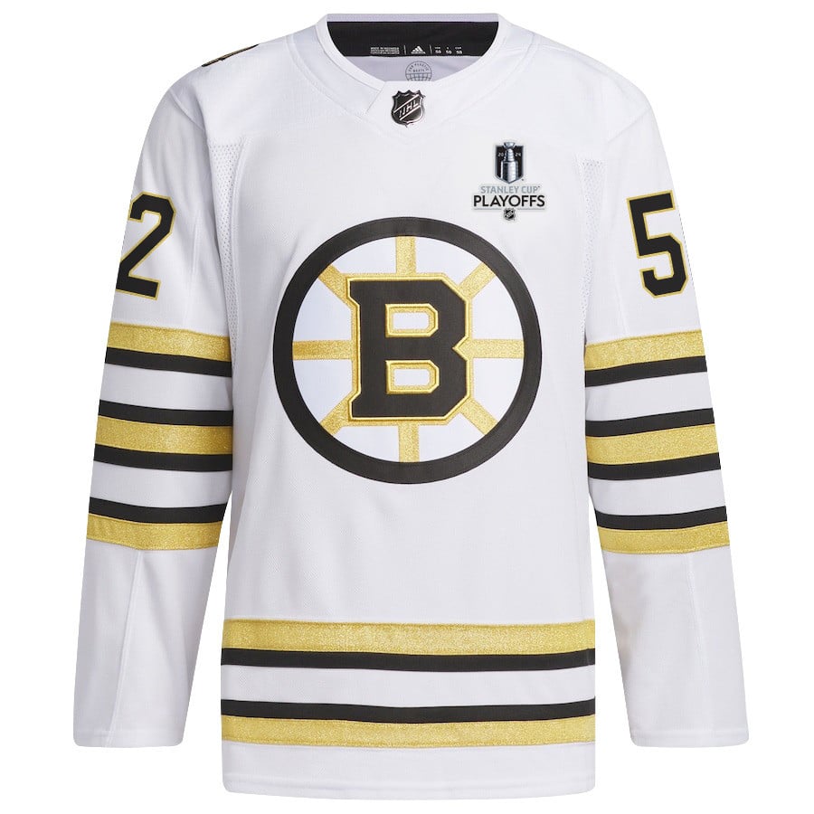 Alternative view of Andrew Peeke 52 Boston Bruins 2024 NHL Playoffs Patch Away Hockey Jersey - Men, White - JS996 