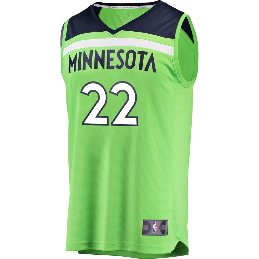 Alternative view of Andrew Wiggins Minnesota Timberwolves Fanatics Branded Youth Fast Break Replica Basketball Jersey Neon Green - Statement Edition