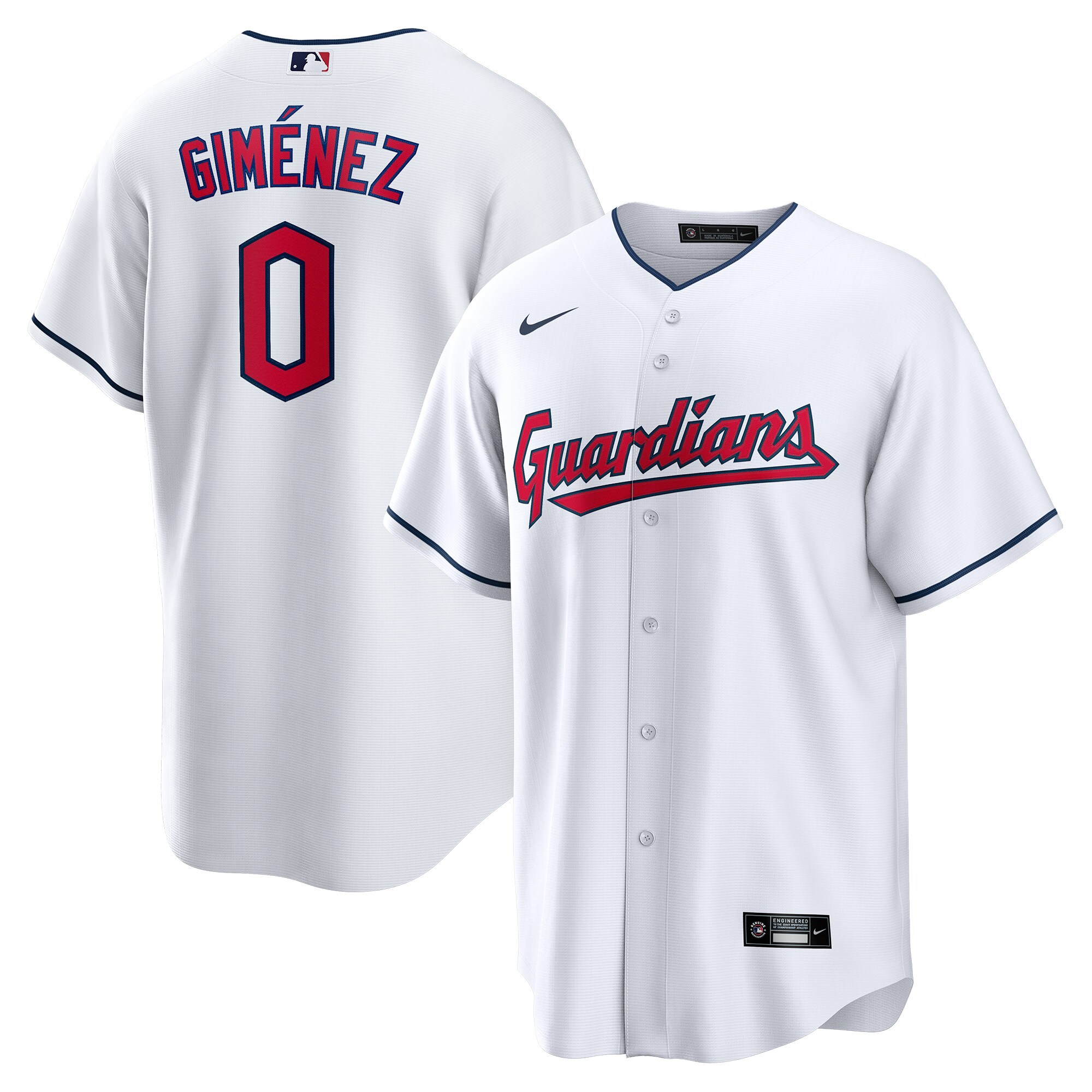 Alternative view of Andrnez Cleveland Guardians Home Replica Player Jersey – White