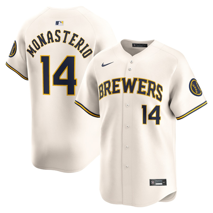 Andruw Monasterio 14 Milwaukee Brewers Home Limited Player Men Baseball Jersey - Cream 