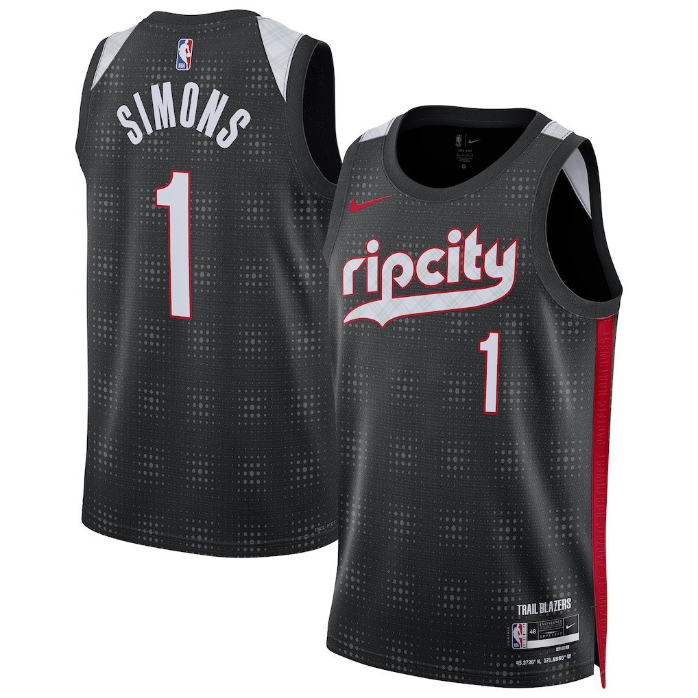 Anfernee Simons 1 Portland Trail Blazers Unisex 2024/25 Swingman Player Basketball Jersey - City Edition - Black - JS667 