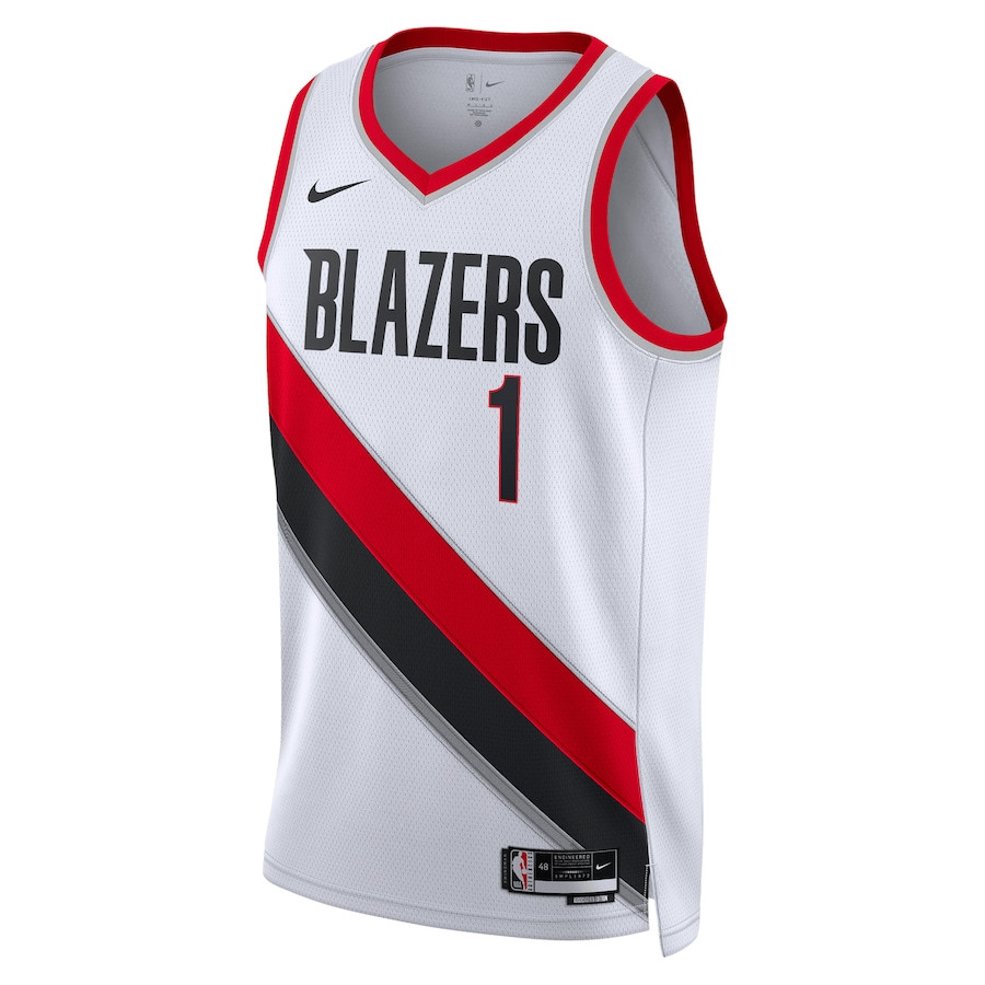 Alternative view of Anfernee Simons 1 Portland Trail Blazers Unisex Swingman Basketball Jersey - Association Edition - White - JS738 