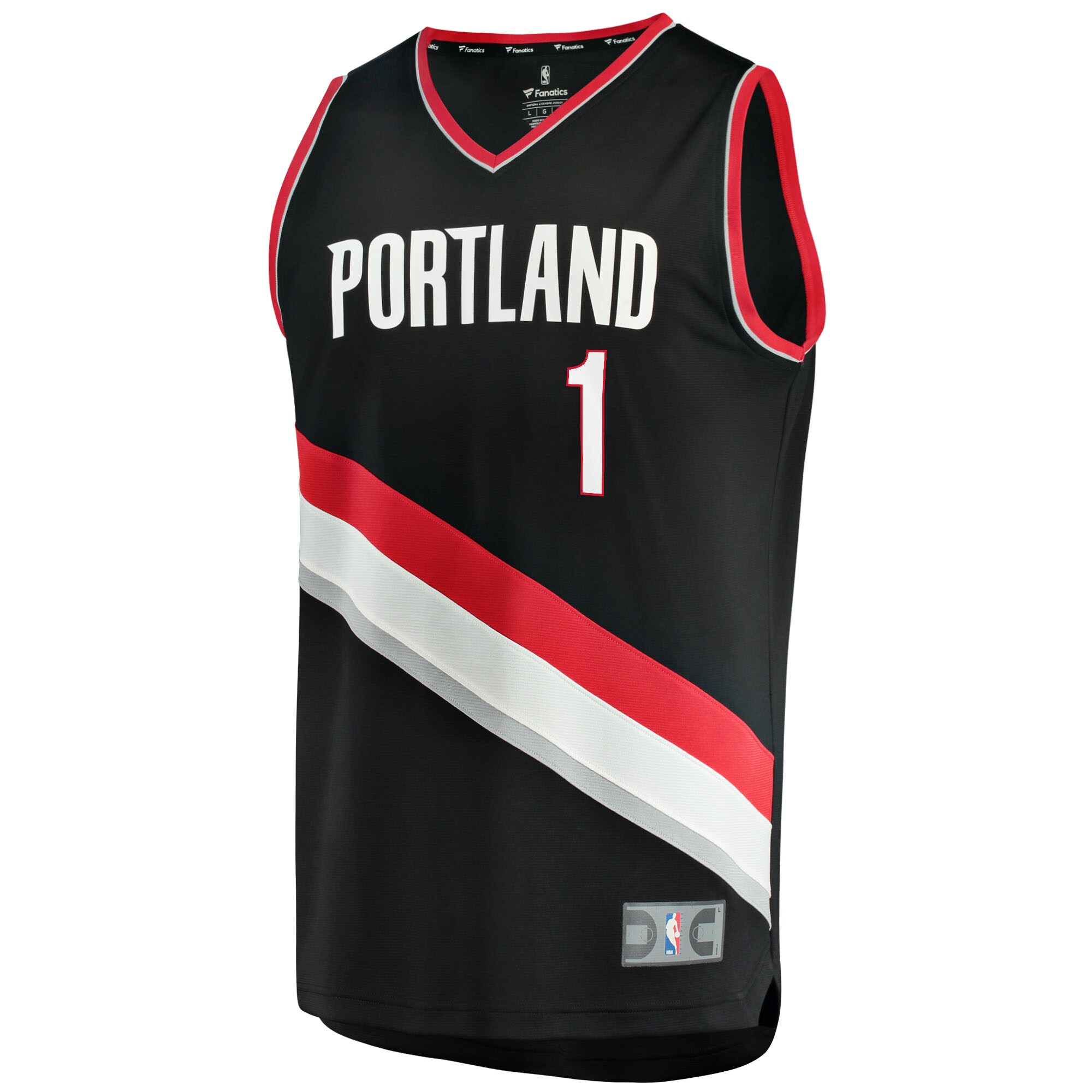 Alternative view of Anfernee Simons Portland Trail Blazers Fanatics Fast Break Replica Basketball Jersey - Icon Edition - Black