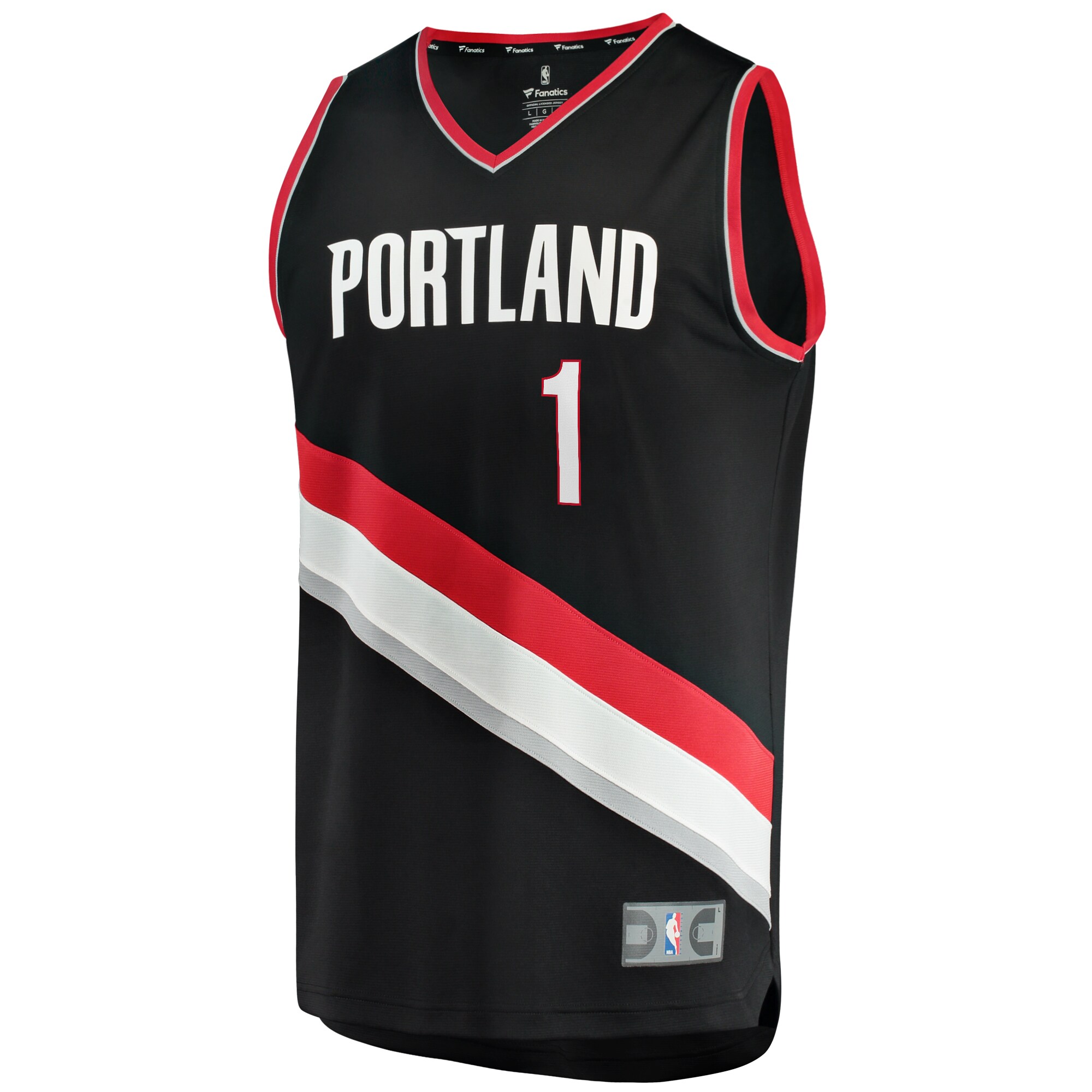 Alternative view of Anfernee Simons Portland Trail Blazers Fanatics Fast Break Replica Player Basketball Jersey - Icon Edition - Black