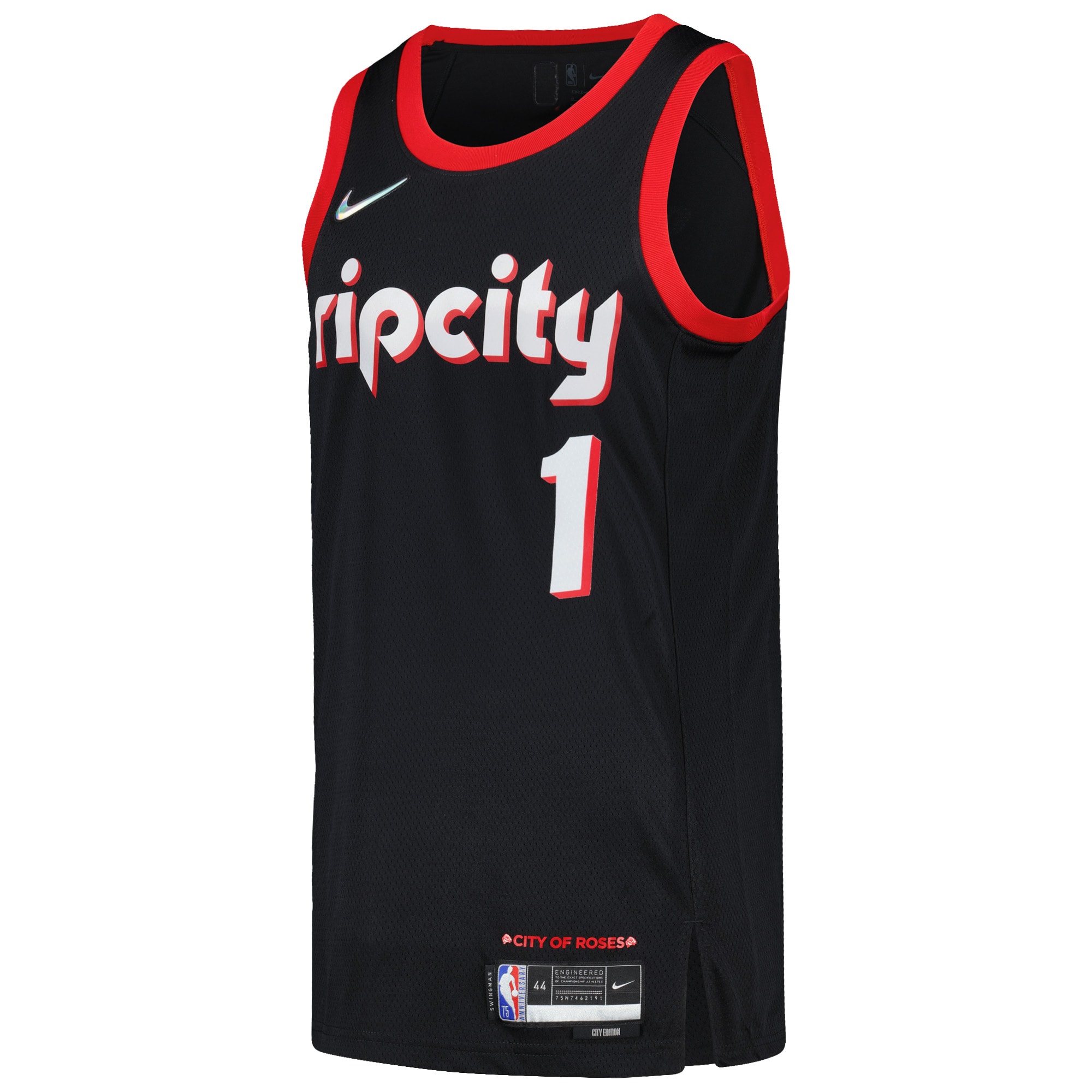 Alternative view of Anfernee Simons Portland Trail Blazers Swingman Player Basketball Jersey - City Edition - Black