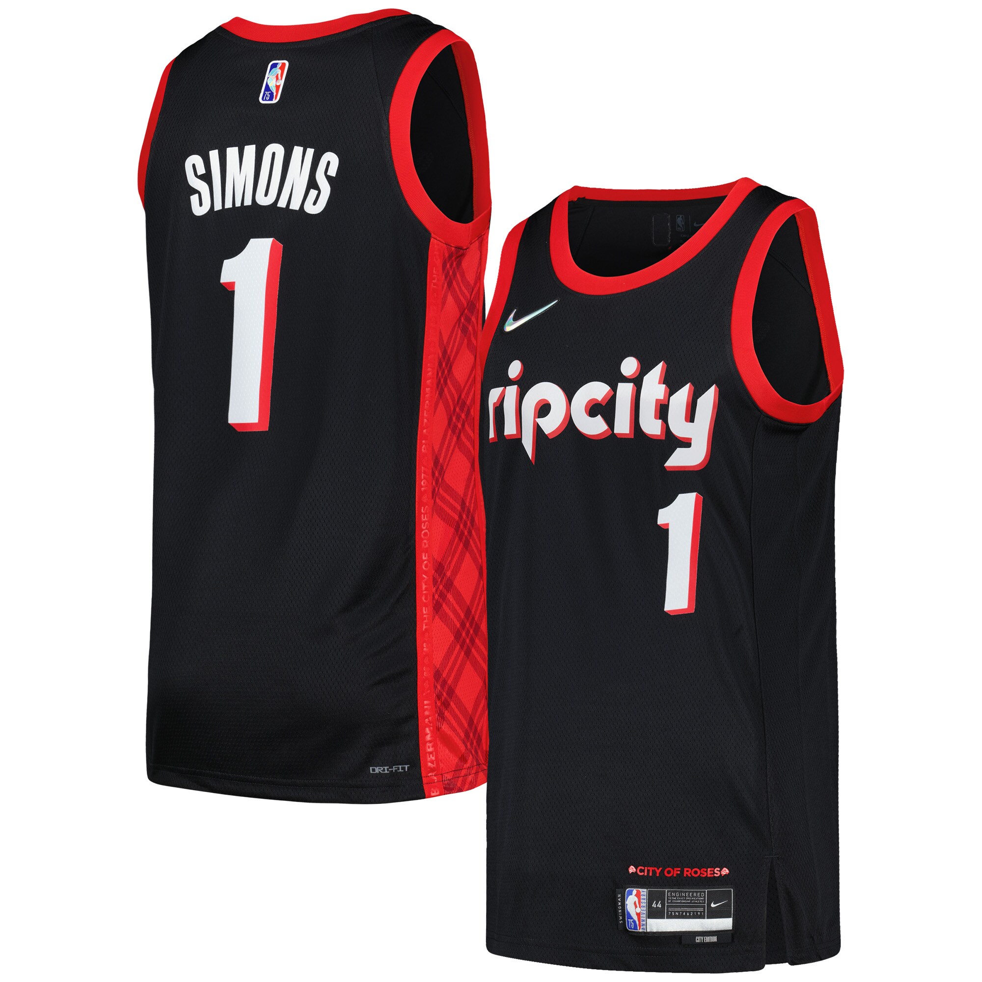 Anfernee Simons Portland Trail Blazers Swingman Player Basketball Jersey - City Edition - Black