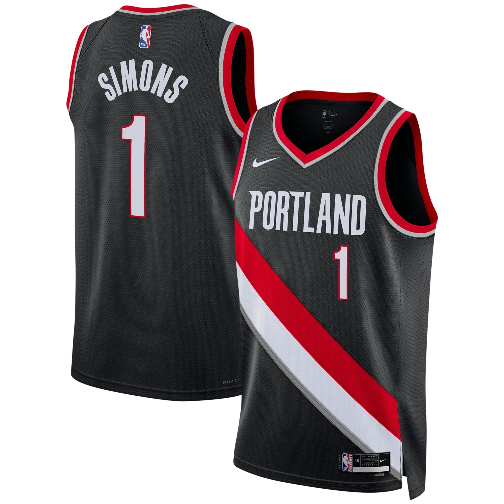 Anfernee Simons Portland Trail Blazers Unisex Swingman Basketball Jersey - Icon Edition - Black