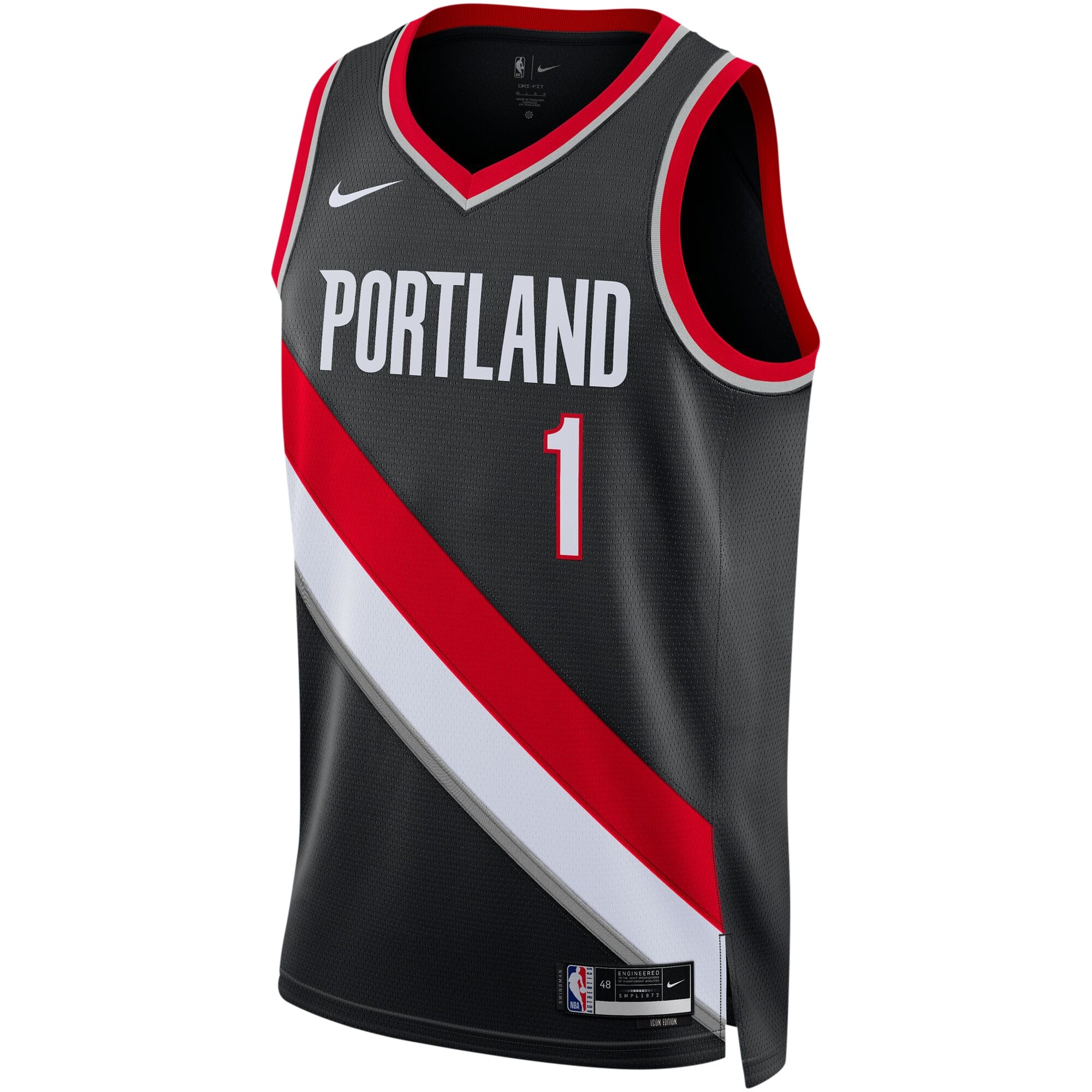 Alternative view of Anfernee Simons Portland Trail Blazers Unisex Swingman Basketball Jersey - Icon Edition - Black