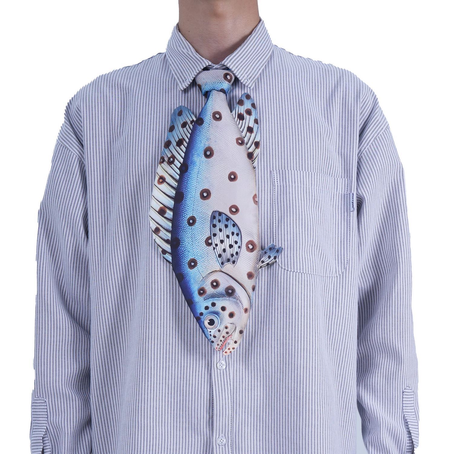 Alternative view of Animals Tie Shaped Novelty Tie, Blue Grouper fish Shaped Tie, Vintage Holiday Gift, Tie Gift, Tie Accessories