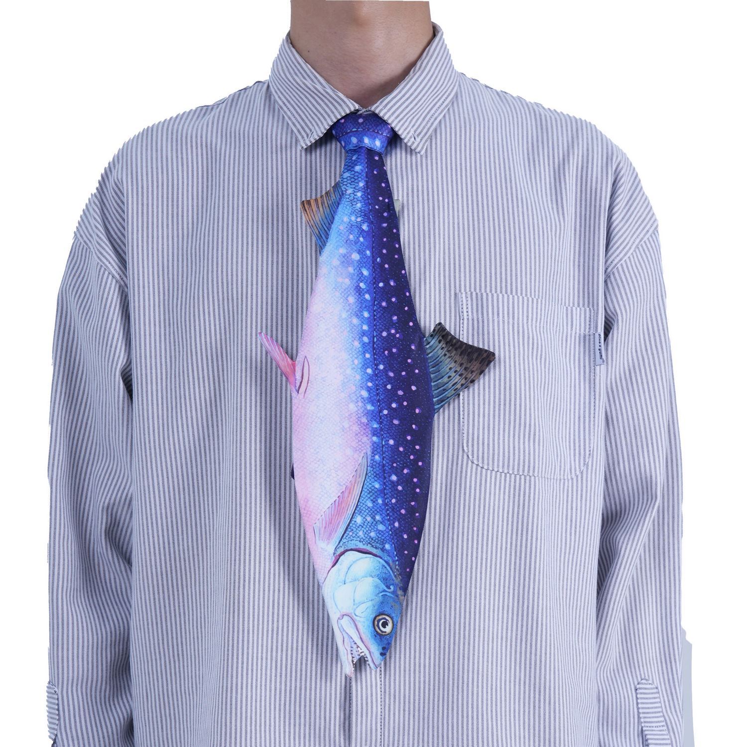 Animals Tie Shaped Novelty Tie, Blue Salmon fish Shaped Tie, Vintage Holiday Gift, Tie Gift, Tie Accessories - Image 3