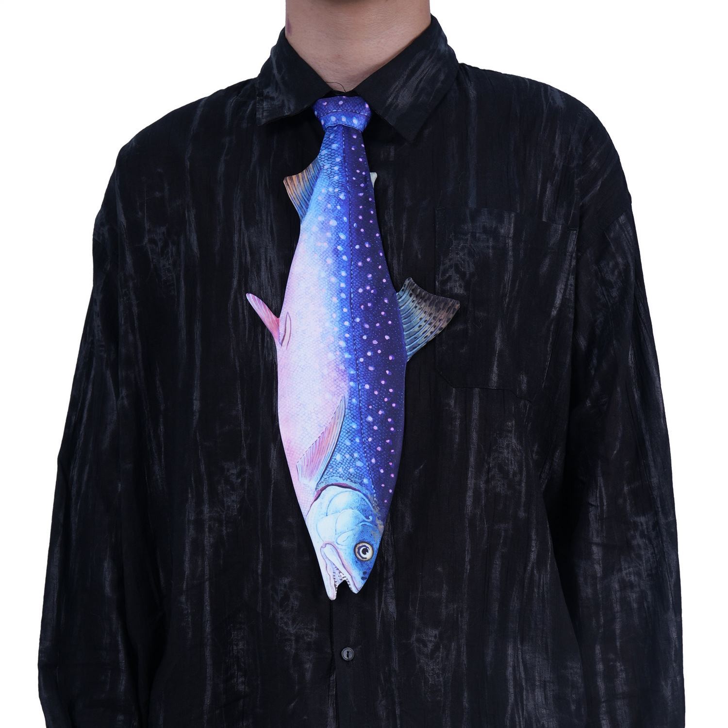 Animals Tie Shaped Novelty Tie, Blue Salmon fish Shaped Tie, Vintage Holiday Gift, Tie Gift, Tie Accessories