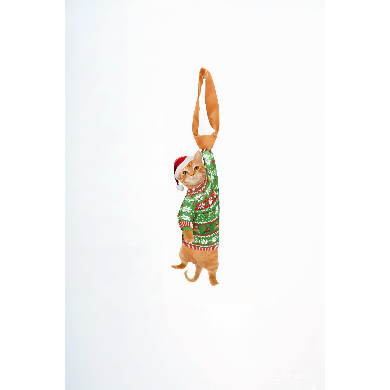 Alternative view of Animals Ties - Orange Naughty Noel Lucky Cat Tie, Silk Tie, Novelty Tie, Pet Tie