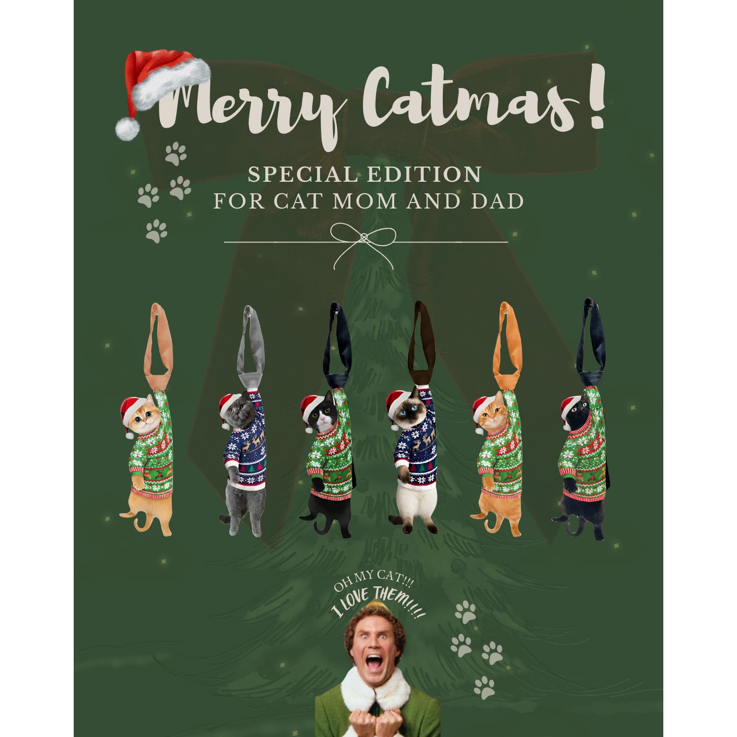 Animals Ties - Siamese Noel Lucky Cat Tie, Silk Tie, Novelty Tie. - Image 3