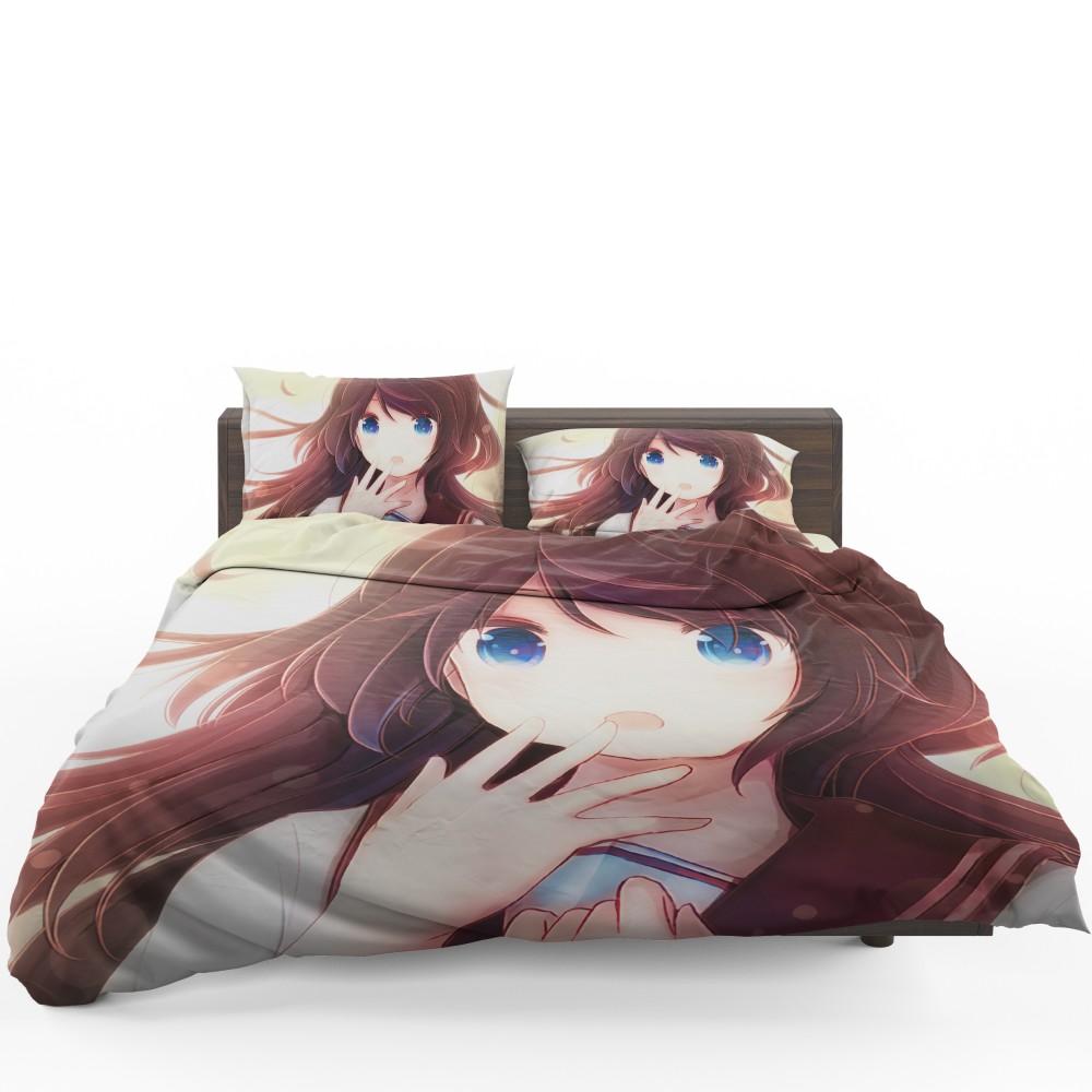 Anime Girl Blue Eyes Bedding Set - Custom Bedding Set