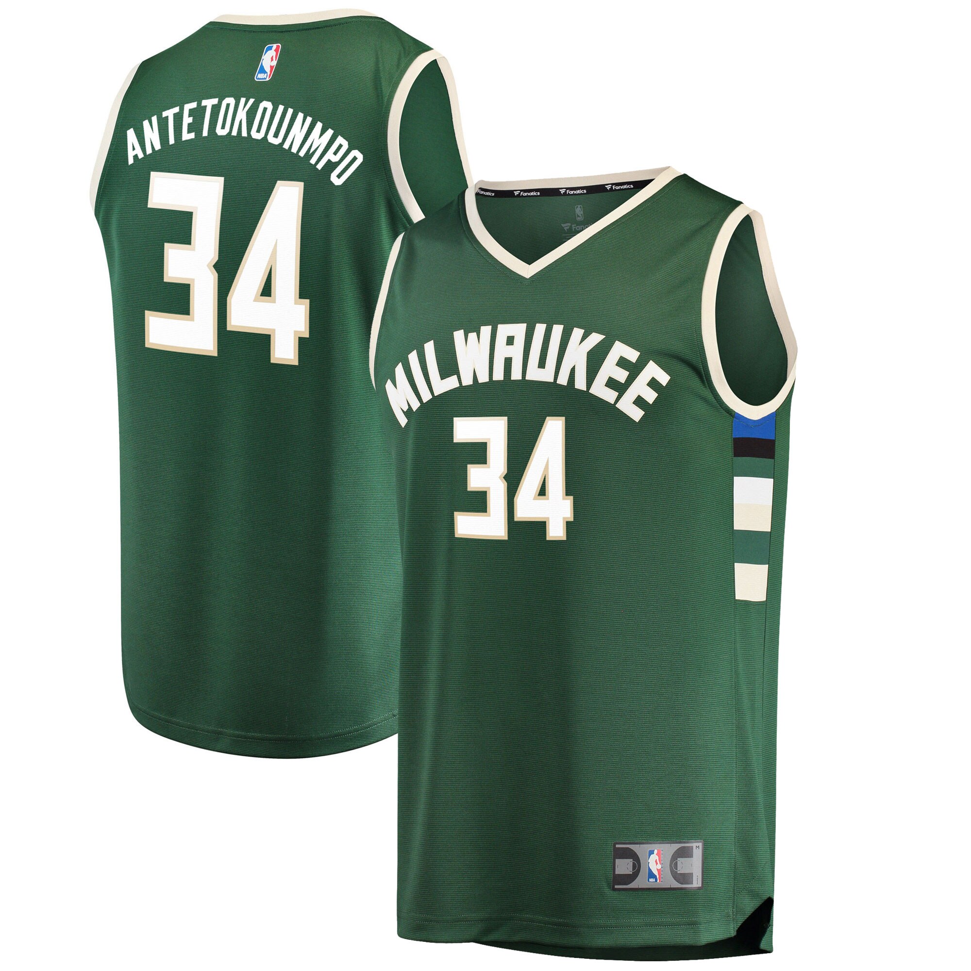 Antetokounmpo Milwaukee Bucks Fanatics Fast Break Replica Player Basketball Jersey Green - Icon Edition